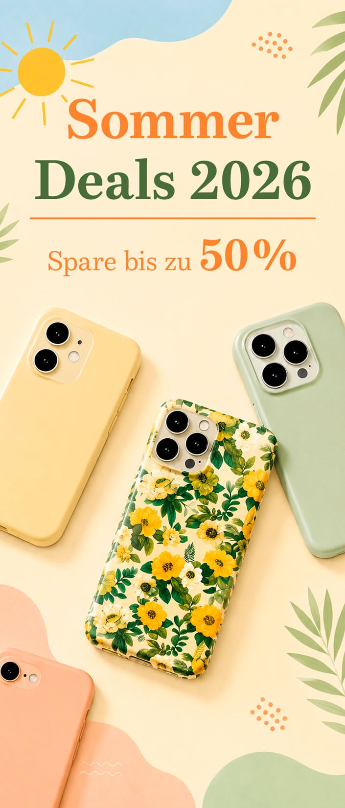 Sommer, Sonne, Sparpreise: Spare bis zu 50 % auf Handyhüllen und Ketten, Watch-Armbänder, Displayschutz, Kabel, Halterungen & mehr. Deine Sommer-Deals – blitzschnell bei dir!