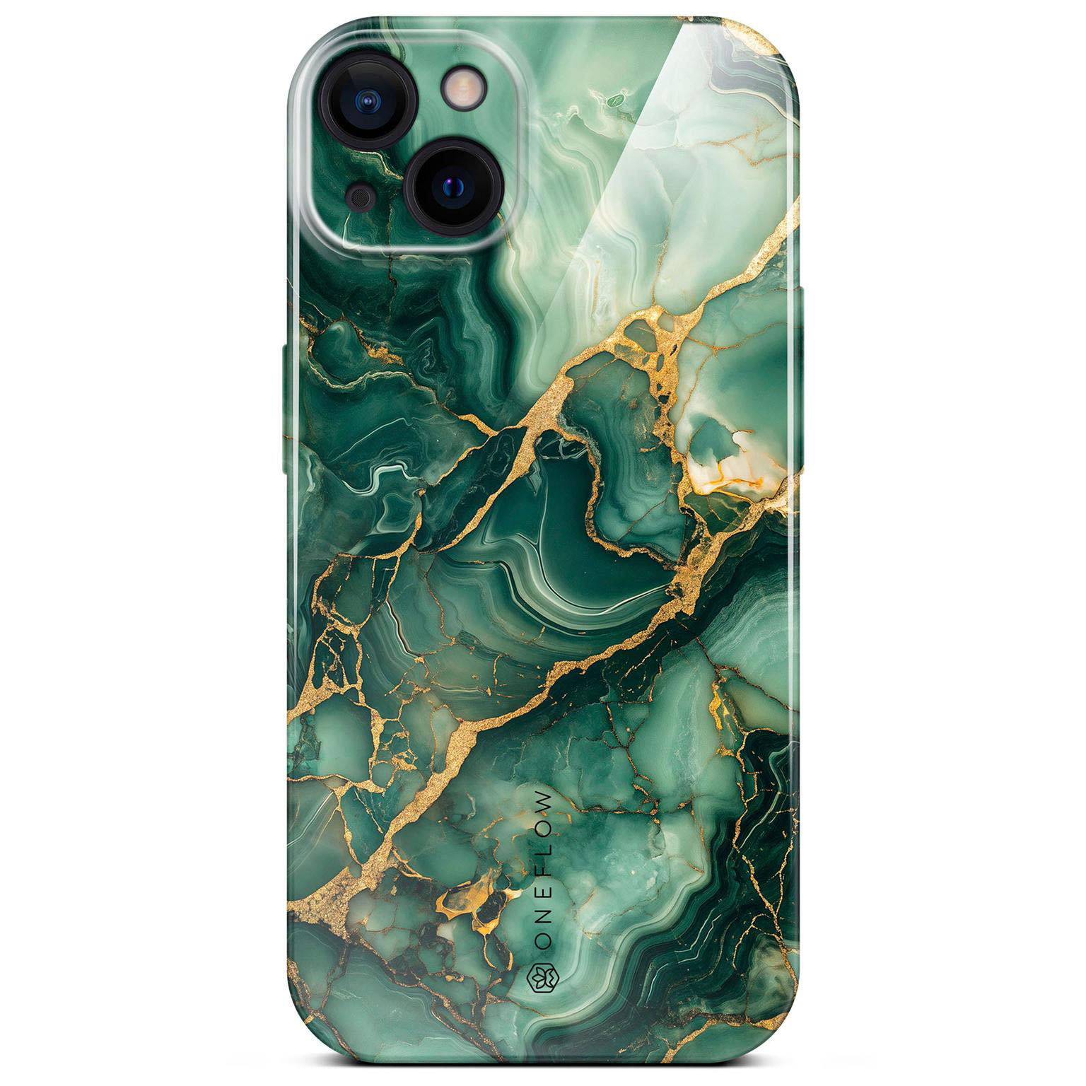 ONEFLOW Bliss Cover iPhone 15 Hülle in Marmor Design – Emerald Flow