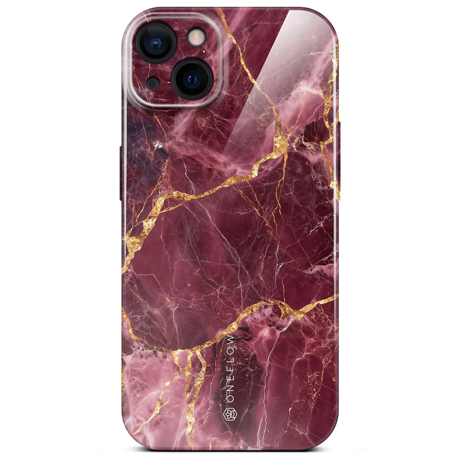 ONEFLOW Bliss Cover iPhone 15 Hülle in Marmor Design – Velvet Wine