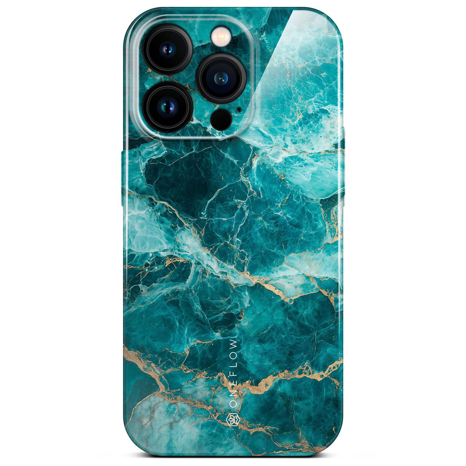 ONEFLOW Bliss Cover iPhone 16 Pro Hülle in Marmor Design – Aqua Prism