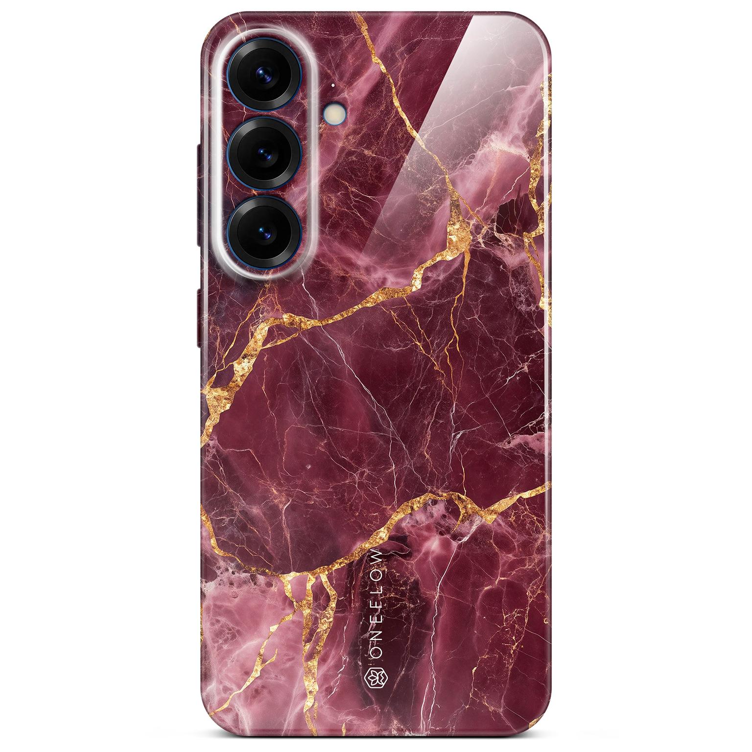 ONEFLOW Bliss Cover Samsung Galaxy S25 Hülle in Marmor Design – Velvet Wine