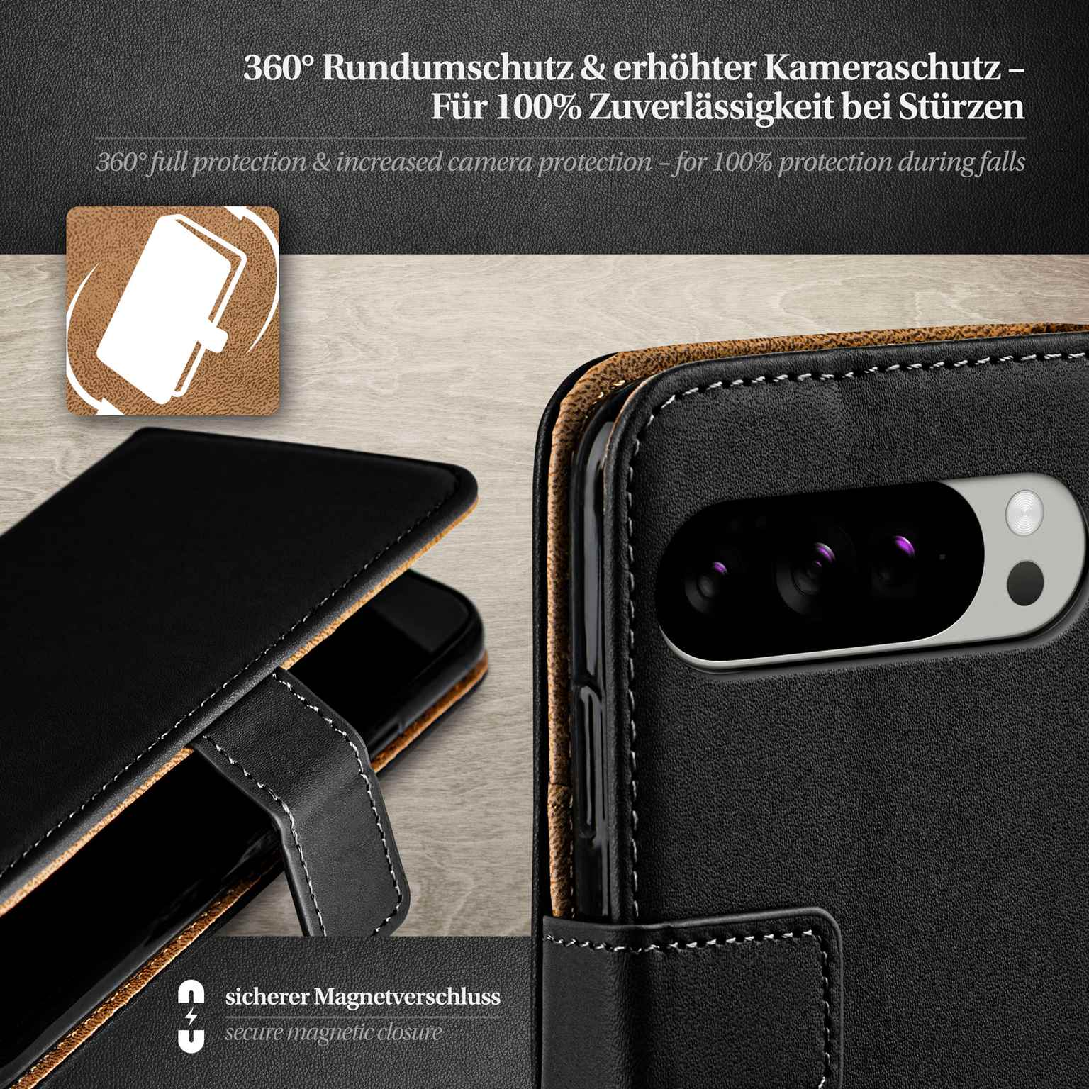 moex Book Case für Google Pixel 10 Pro XL Klapphülle mit Kartenfach – Weiteres Produktbild 2