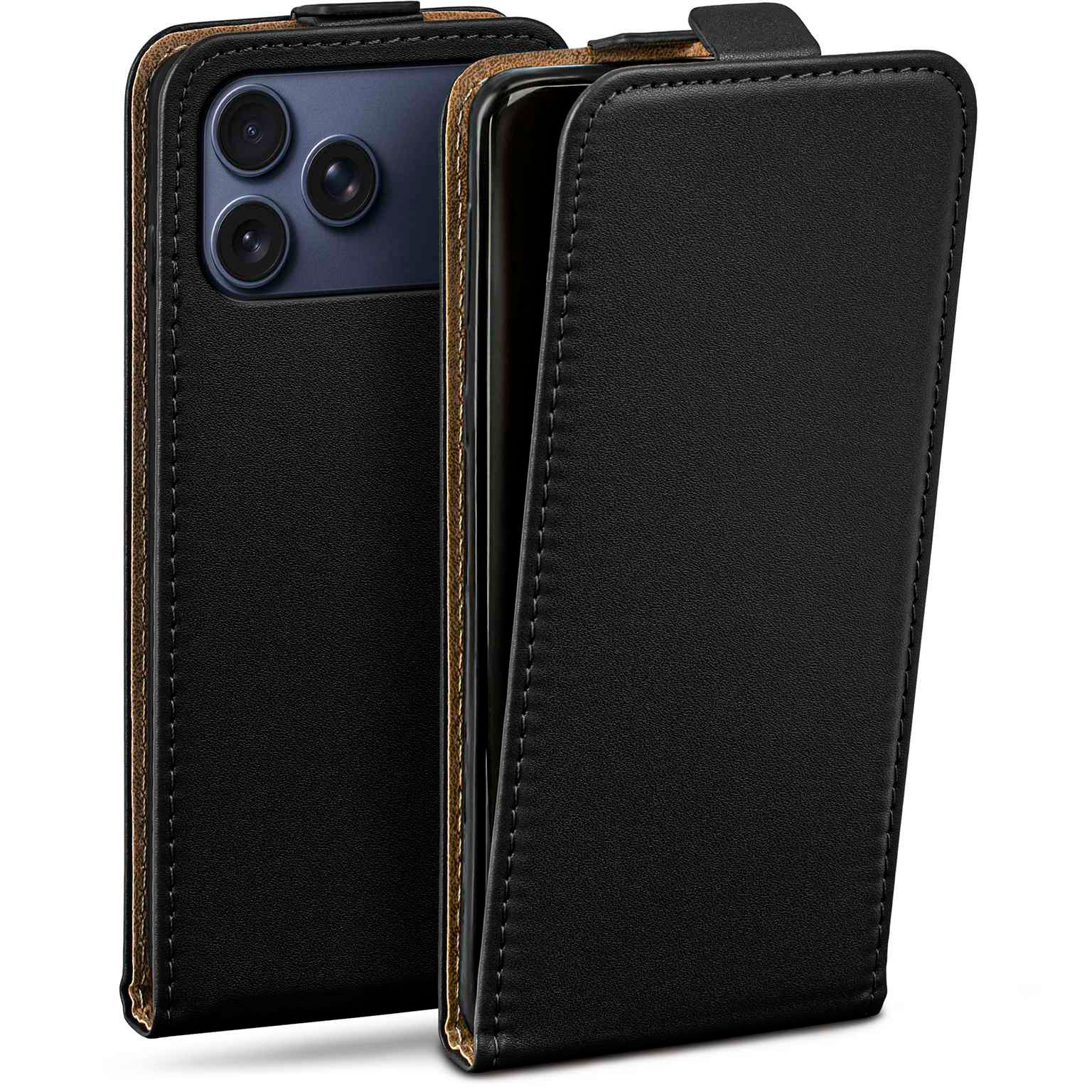 moex Flip Case iPhone 17 Pro Max Klapphülle Leder Optik – Tiefschwarz moex Flip Case iPhone 17 Pro Max Klapphülle Leder Optik – Tiefschwarz