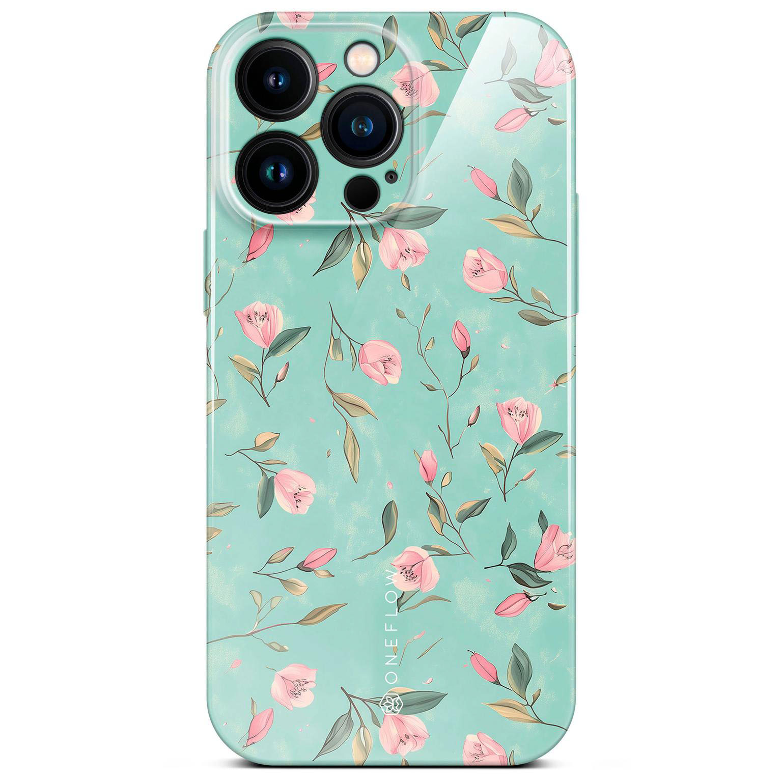 ONEFLOW Flower Cover iPhone 14 Pro Max Blumen Muster Hülle mit Blumen Design – Mint Blossom ONEFLOW Flower Cover iPhone 14 Pro Max Blumen Muster Hülle mit Blumen Design – Mint Blossom