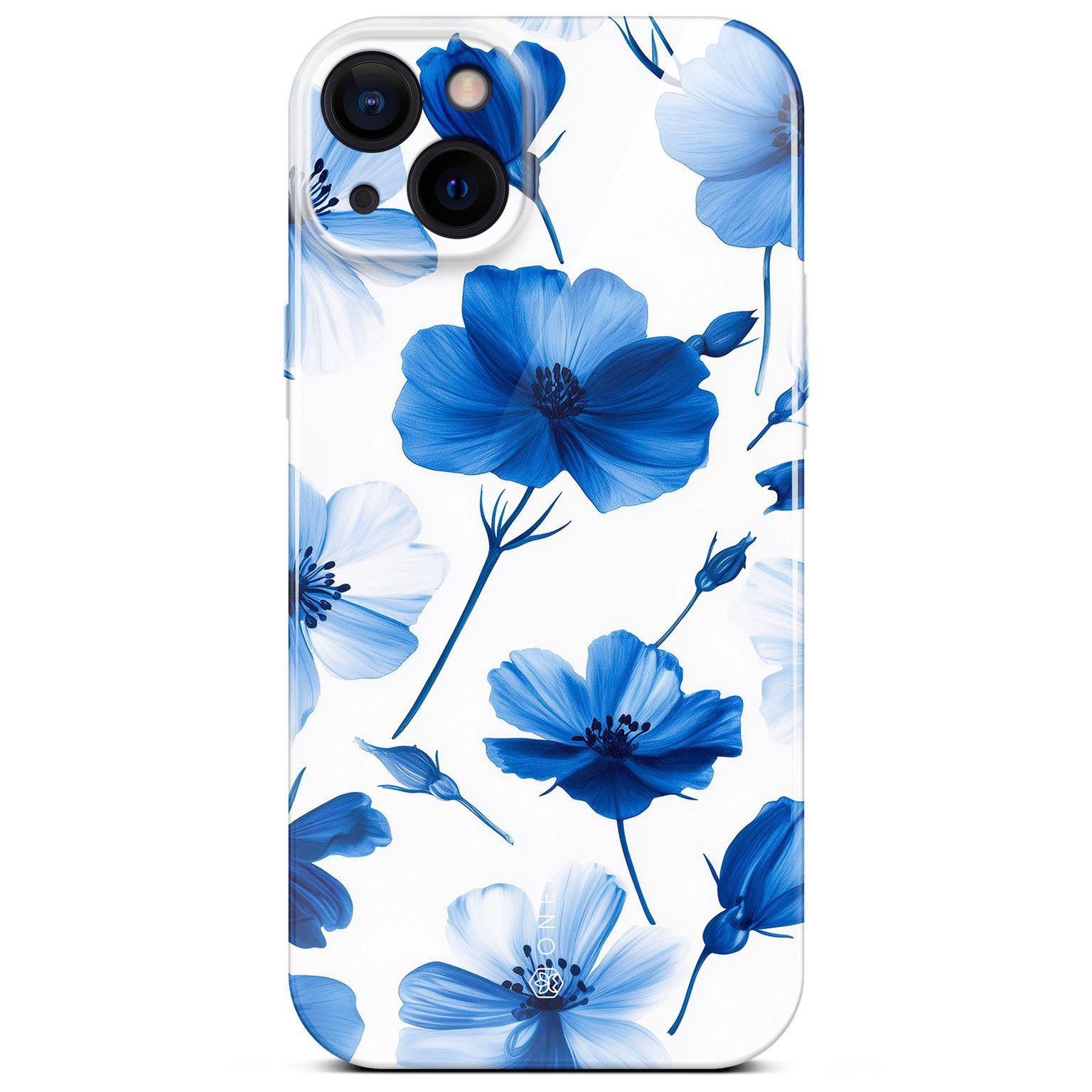 ONEFLOW Flower Cover iPhone 14 Blumen Muster Hülle mit Blumen Design – Blue Dreamwave