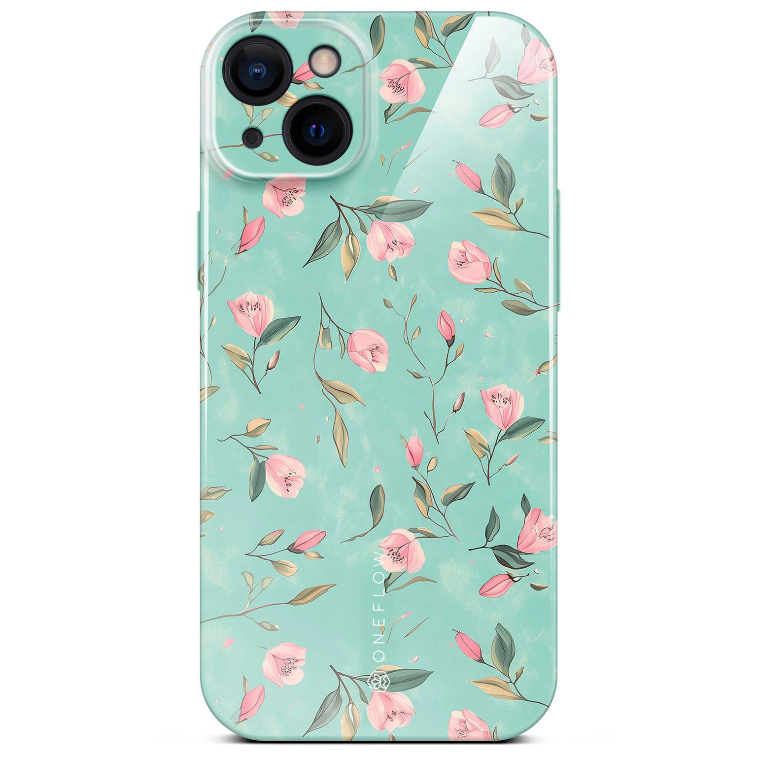 ONEFLOW Flower Cover iPhone 14 Blumen Muster Hülle mit Blumen Design – Mint Blossom ONEFLOW Flower Cover iPhone 14 Blumen Muster Hülle mit Blumen Design – Mint Blossom