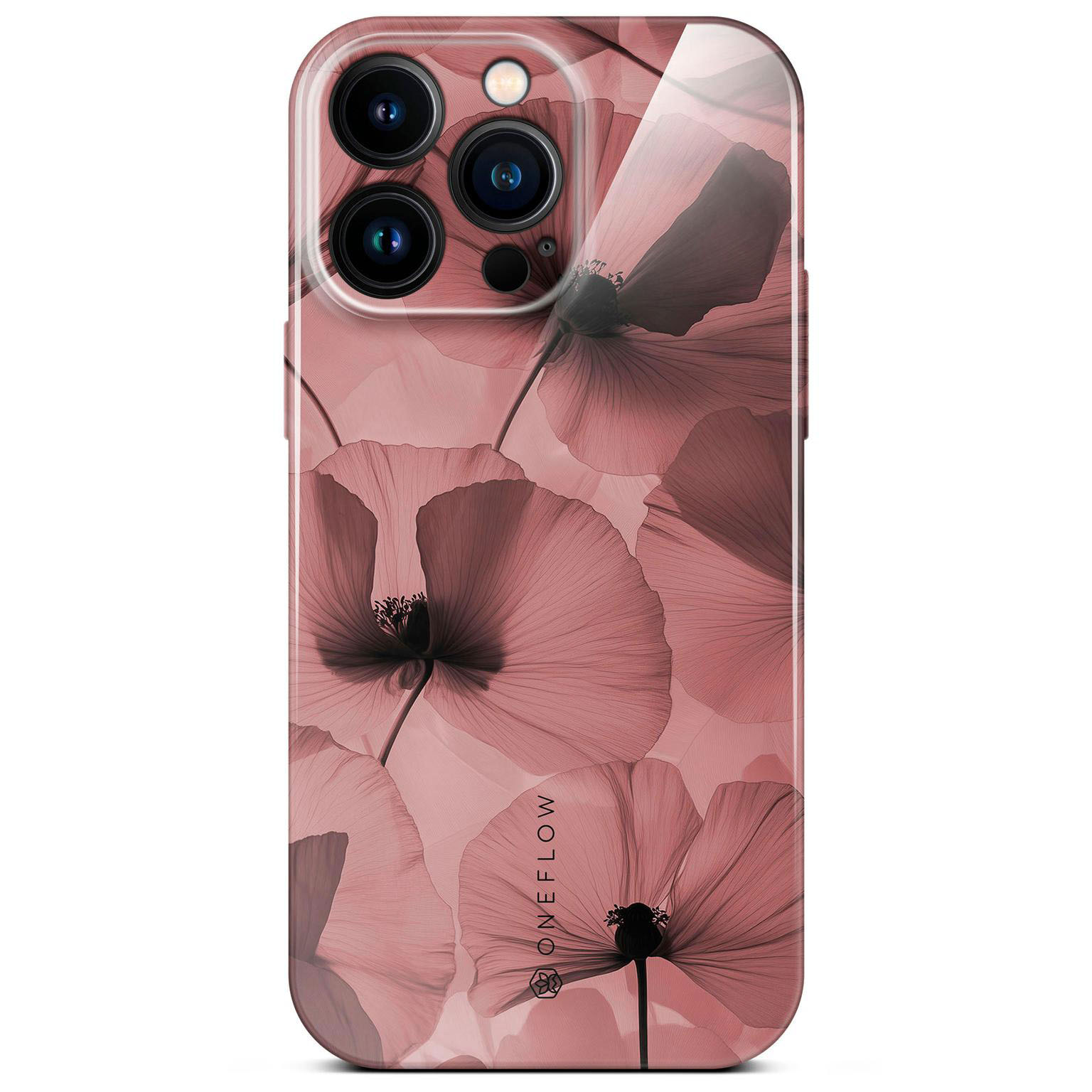 ONEFLOW Flower Cover iPhone 15 Pro Hülle mit Blumen Design – Crimson Whisper
