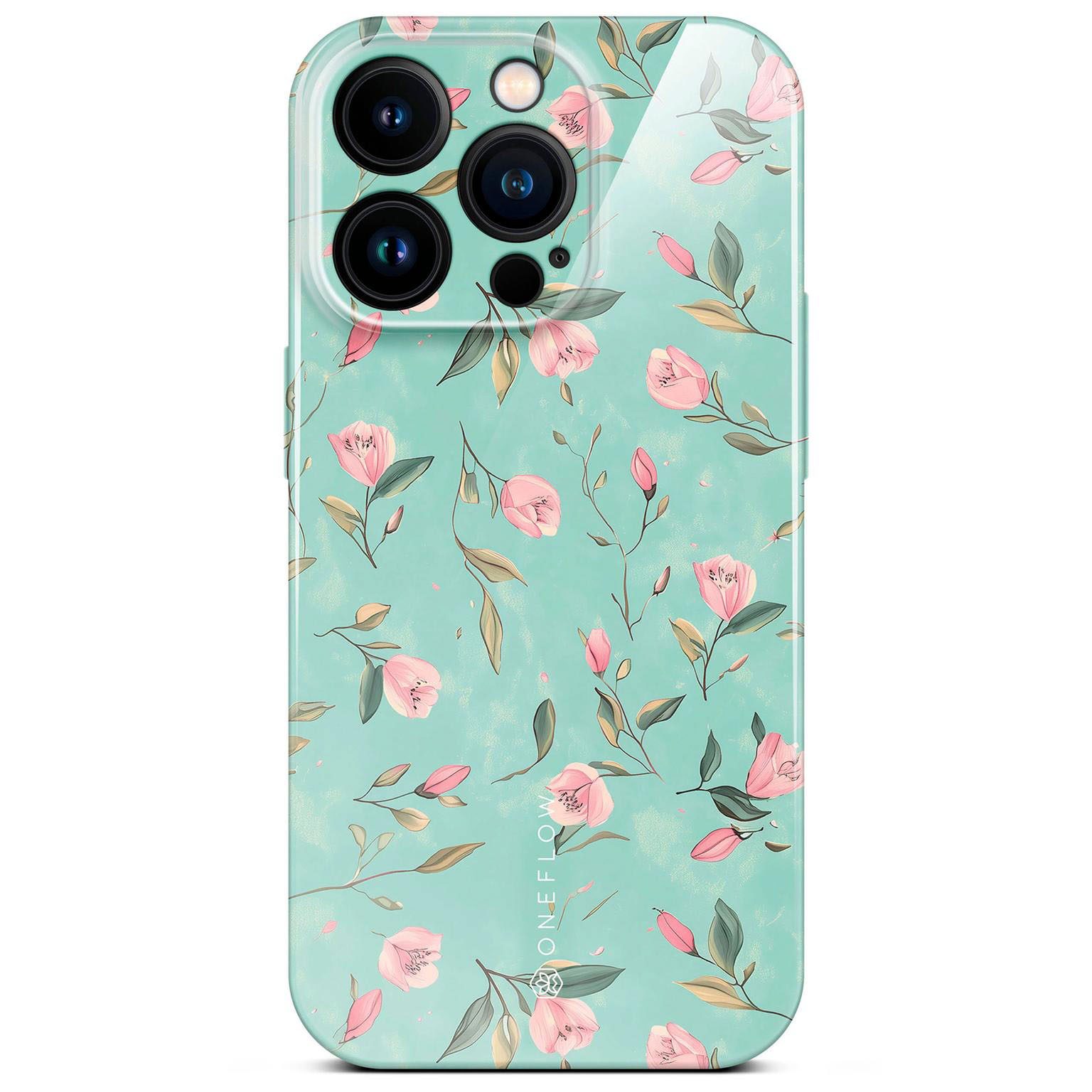 ONEFLOW Flower Cover iPhone 15 Pro Blumen Muster Hülle mit Blumen Design – Mint Blossom ONEFLOW Flower Cover iPhone 15 Pro Blumen Muster Hülle mit Blumen Design – Mint Blossom