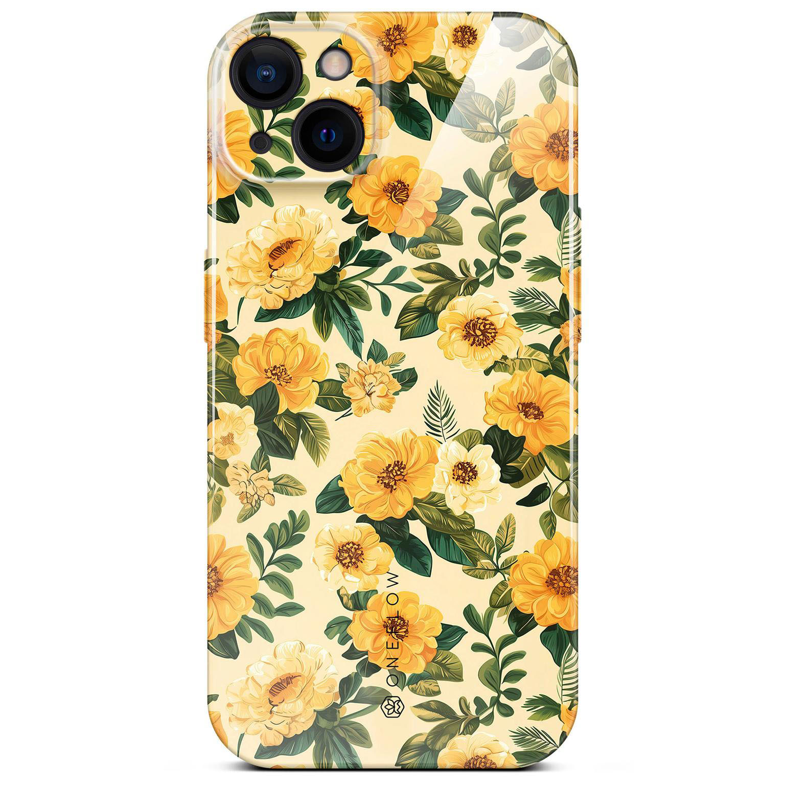 ONEFLOW Flower Cover iPhone 15 Blumen Muster Hülle mit Blumen Design – Sunny Melody ONEFLOW Flower Cover iPhone 15 Blumen Muster Hülle mit Blumen Design – Sunny Melody