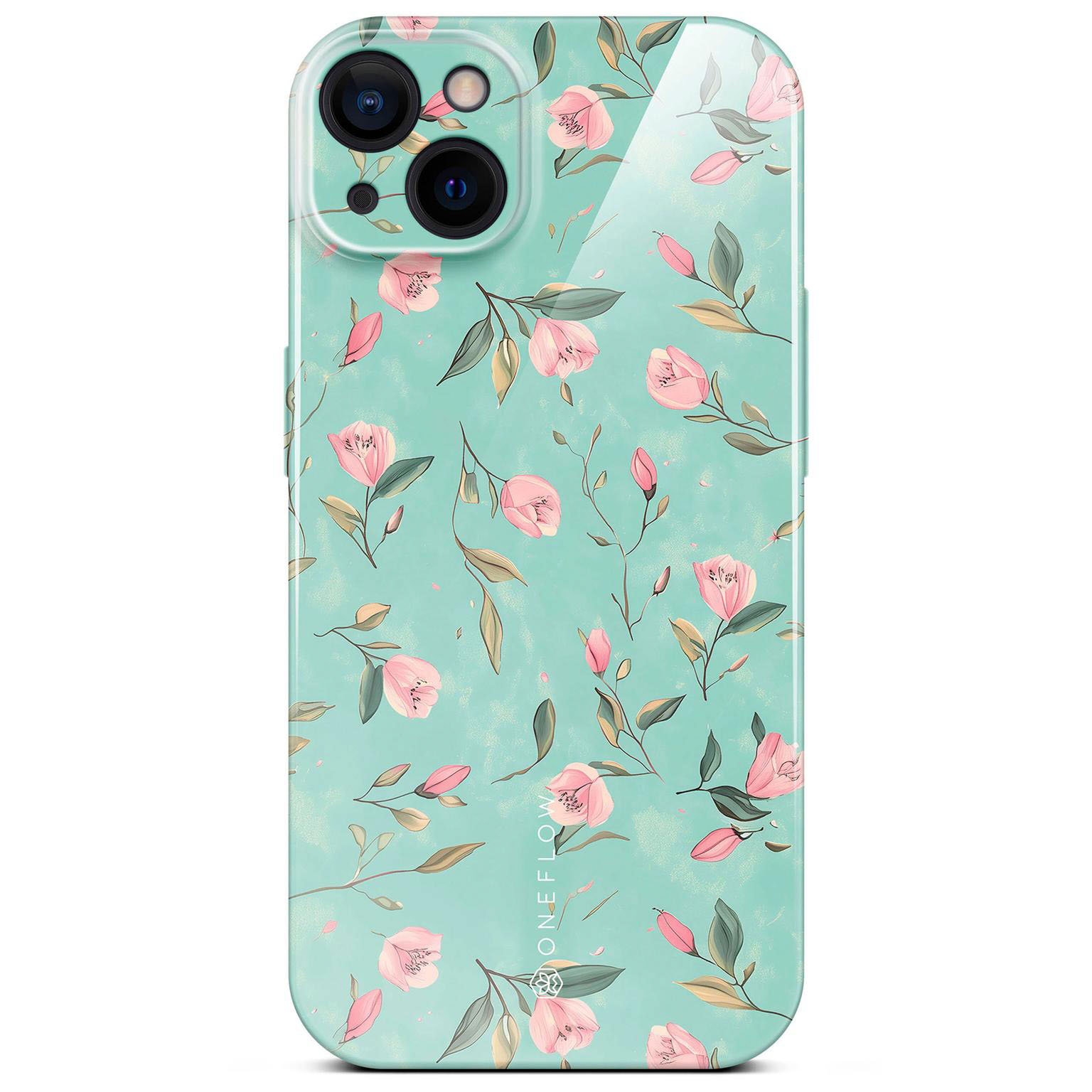 ONEFLOW Flower Cover iPhone 15 Blumen Muster Hülle mit Blumen Design – Mint Blossom ONEFLOW Flower Cover iPhone 15 Blumen Muster Hülle mit Blumen Design – Mint Blossom