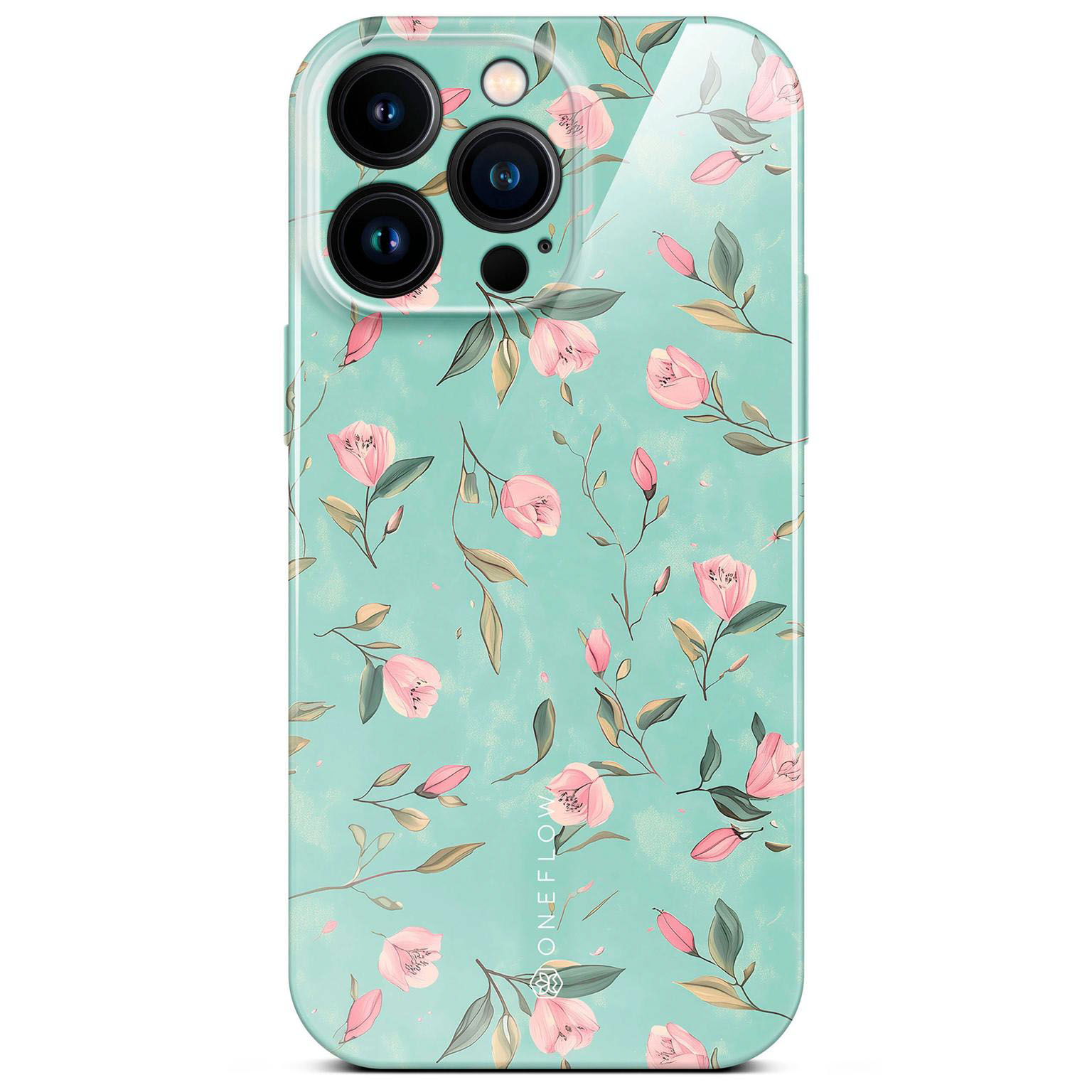 ONEFLOW Flower Cover iPhone 16 Pro Max Blumen Muster Hülle mit Blumen Design – Mint Blossom ONEFLOW Flower Cover iPhone 16 Pro Max Blumen Muster Hülle mit Blumen Design – Mint Blossom