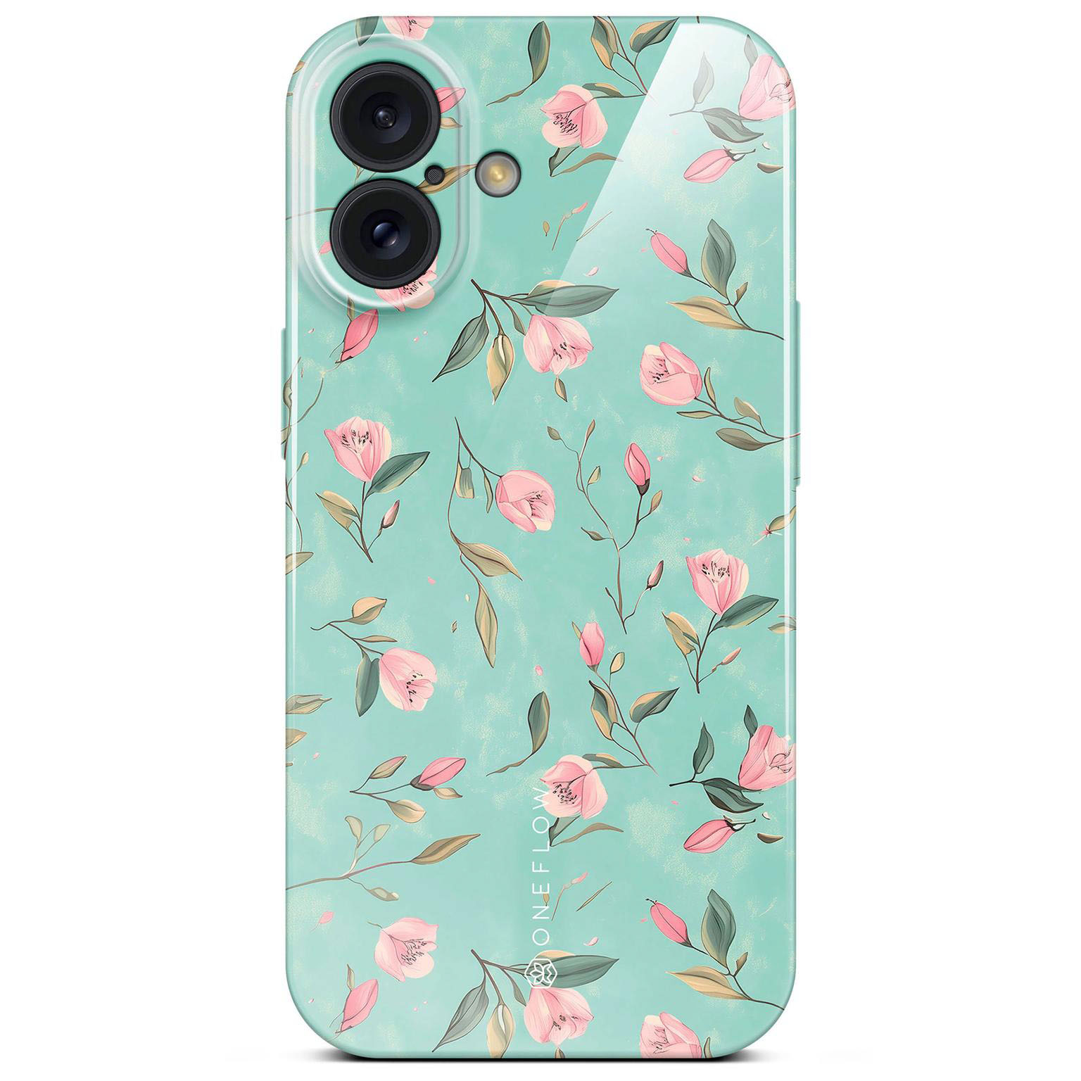 ONEFLOW Flower Cover iPhone 16 Blumen Muster Hülle mit Blumen Design – Mint Blossom ONEFLOW Flower Cover iPhone 16 Blumen Muster Hülle mit Blumen Design – Mint Blossom