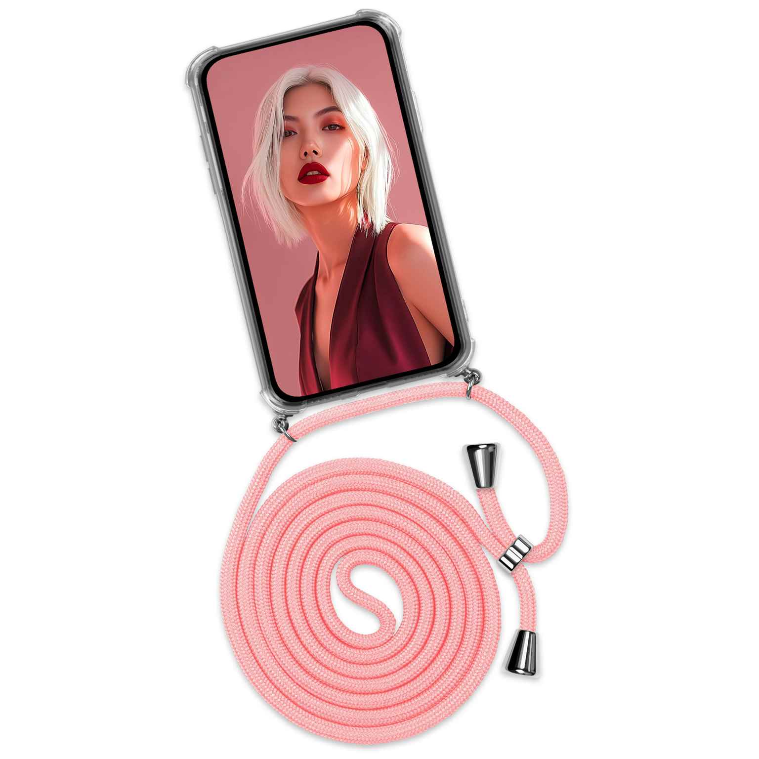 ONEFLOW Twist Case iPhone 16e Handykette – Stoff Kordel – undefined