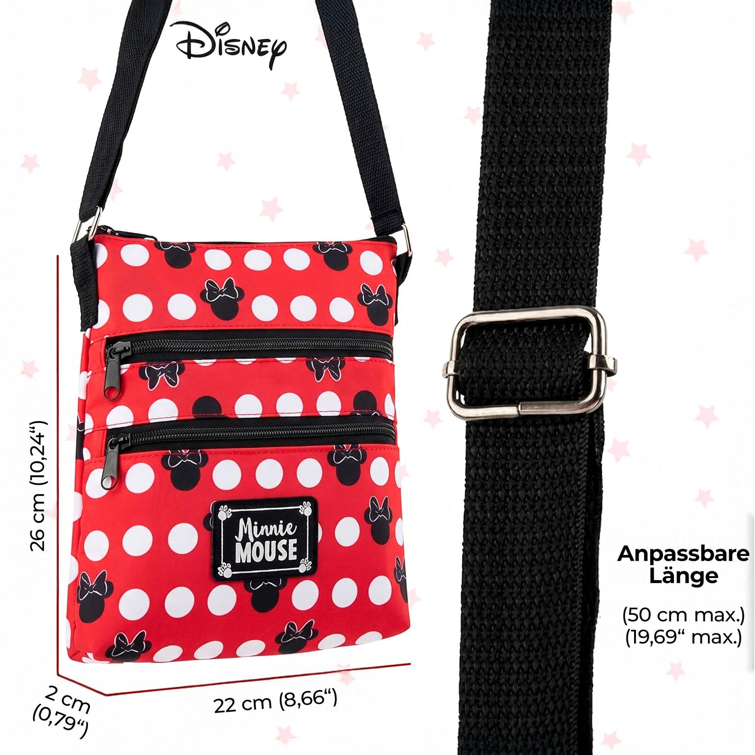 Disney Minnie Mouse Umhängetasche – Minnie Mouse Schultertasche, Umhängetasche mit Reißverschluss, Freizeit Tasche – Weiteres Produktbild 2