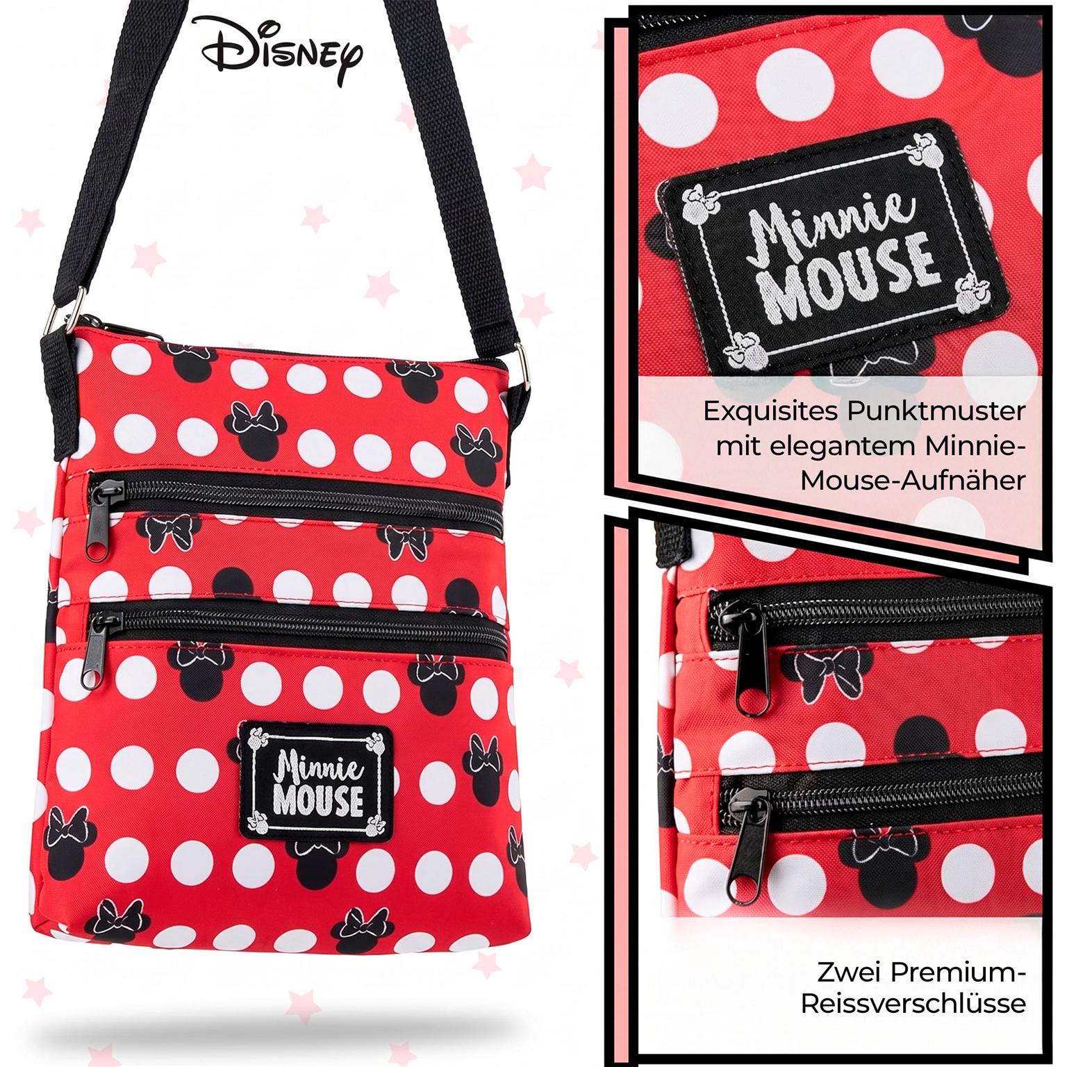 Disney Minnie Mouse Umhängetasche – Minnie Mouse Schultertasche, Umhängetasche mit Reißverschluss, Freizeit Tasche – Weiteres Produktbild 6
