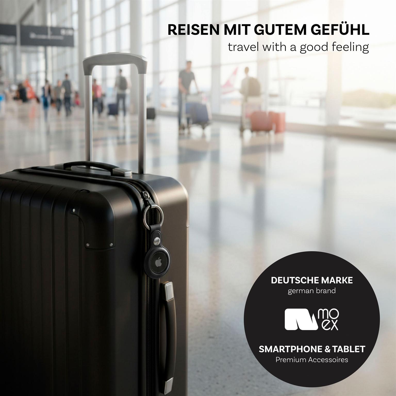 moex Apple AirTag Hülle aus PU Leder mit Schlüsselanhänger – TrackLoop – Weiteres Produktbild 3