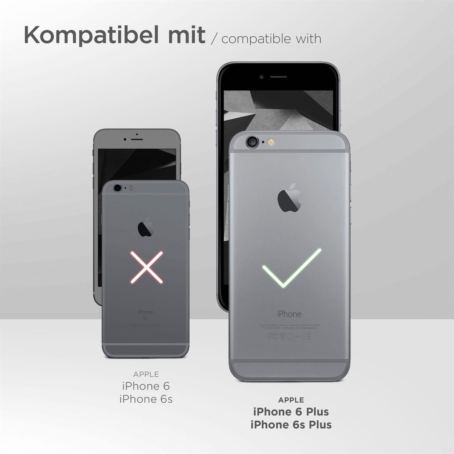 moex Book Case für Apple iPhone 6s Plus – Klapphülle aus PU Leder mit Kartenfach, Komplett Schutz