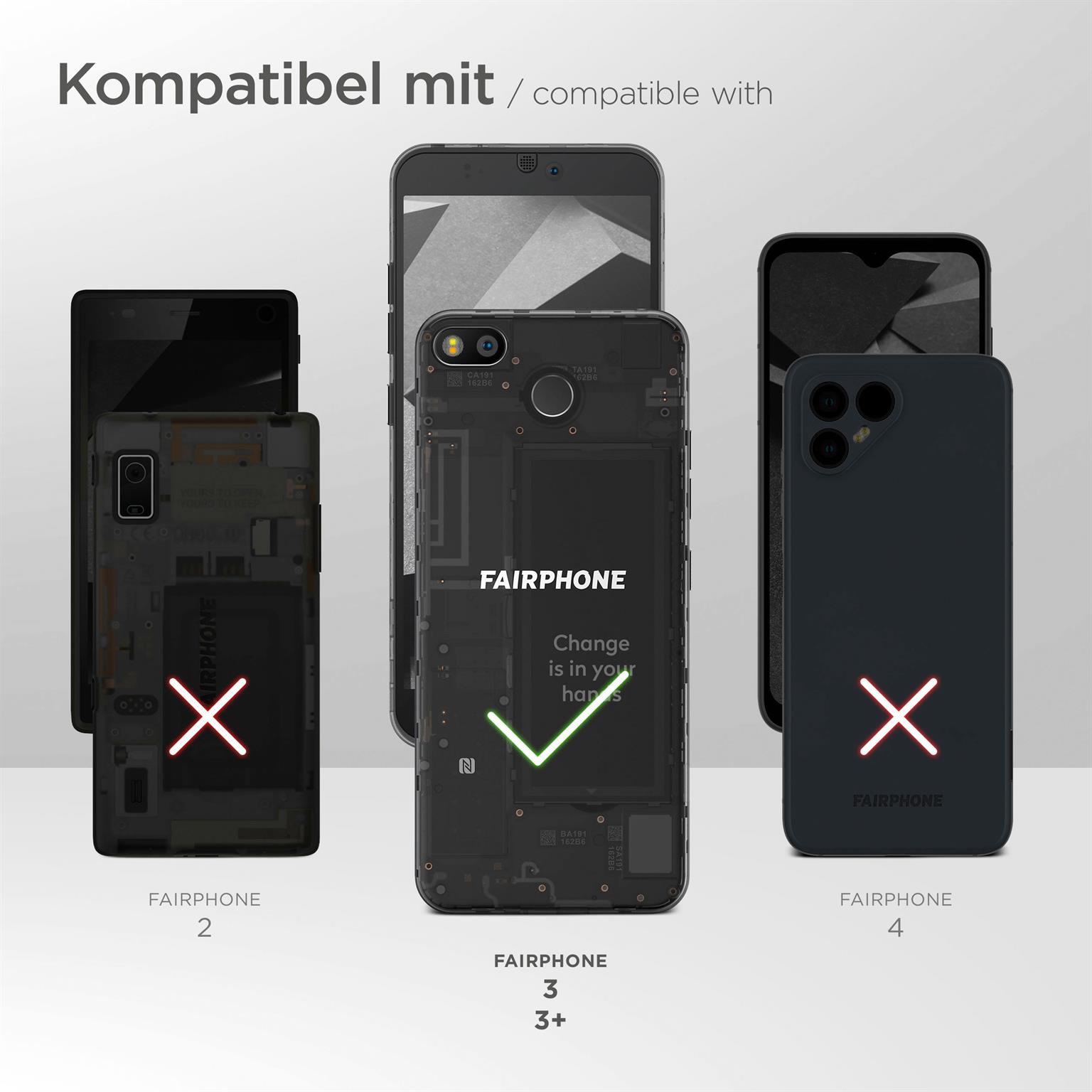 moex Purse Case für Fairphone 3 – Handytasche mit Geldbörses aus PU Leder, Geld- & Handyfach