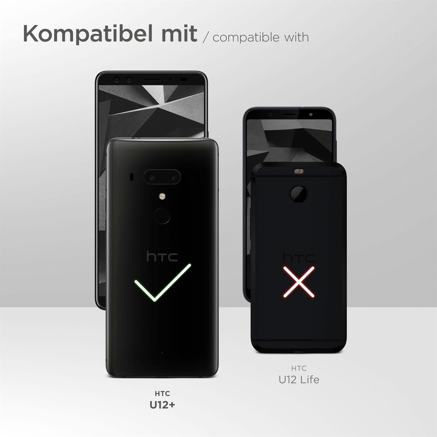 moex Unleash für HTC U12 Plus – Handykette ohne Hülle, schnell abnehmbar mit Karabiner