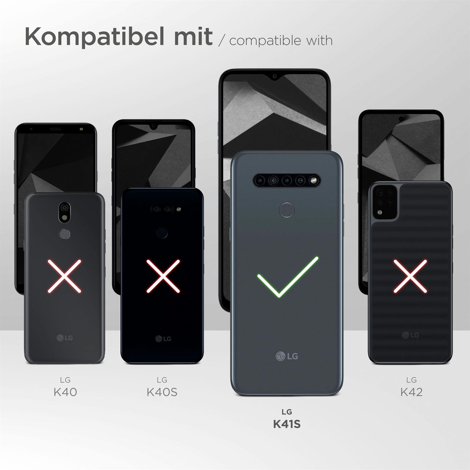 moex Plug Case für LG K41S – Handy Gürteltasche aus PU Leder mit Magnetverschluss