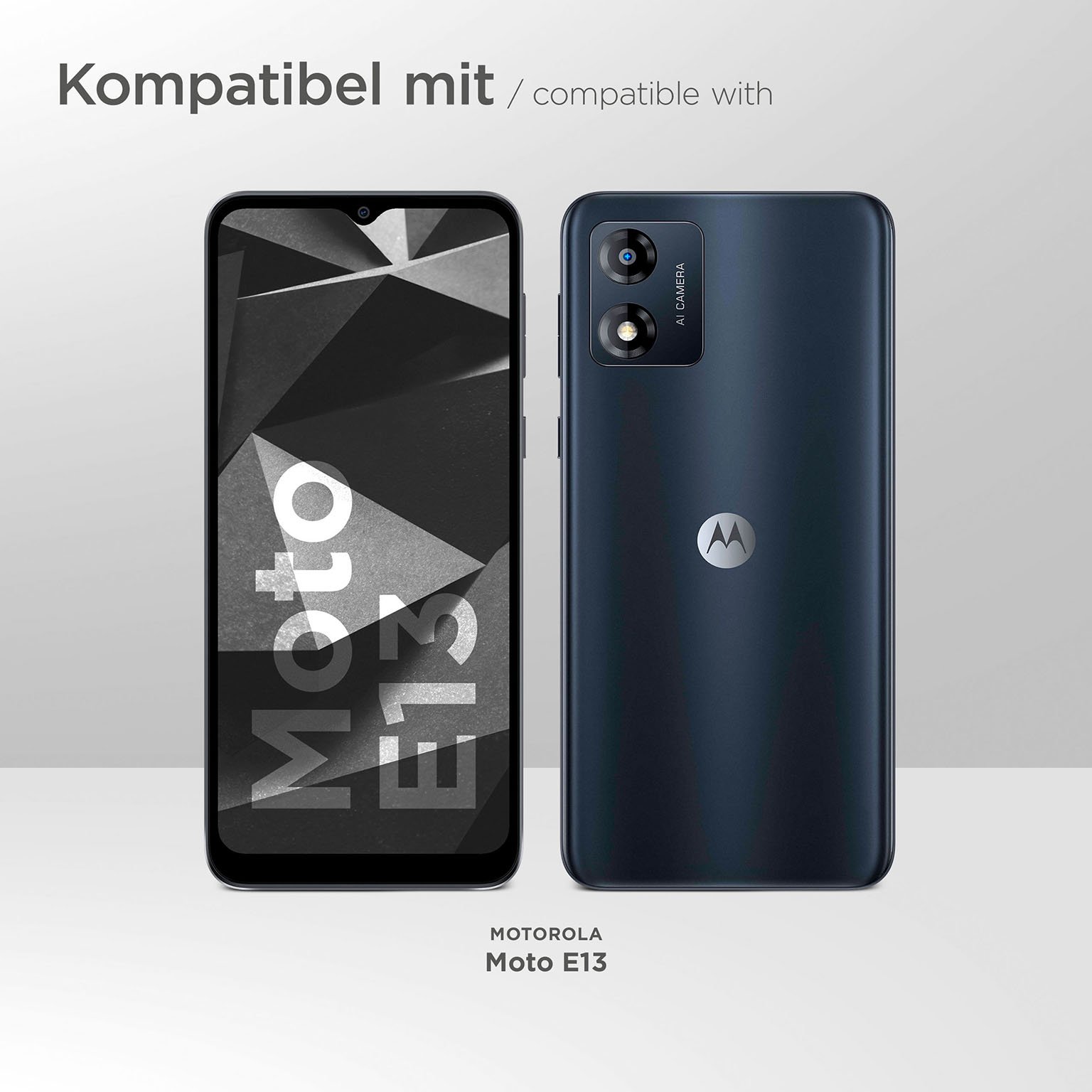 moex Book Case für Motorola Moto E13 – Klapphülle aus PU Leder mit Kartenfach, Komplett Schutz