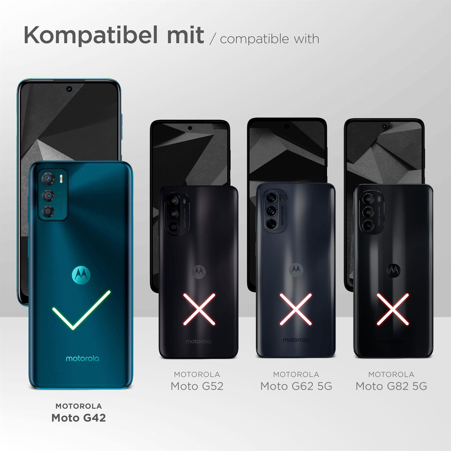 moex ShockProtect Klar für Motorola Moto G42 – Panzerglas für kratzfesten Displayschutz, Ultra klar