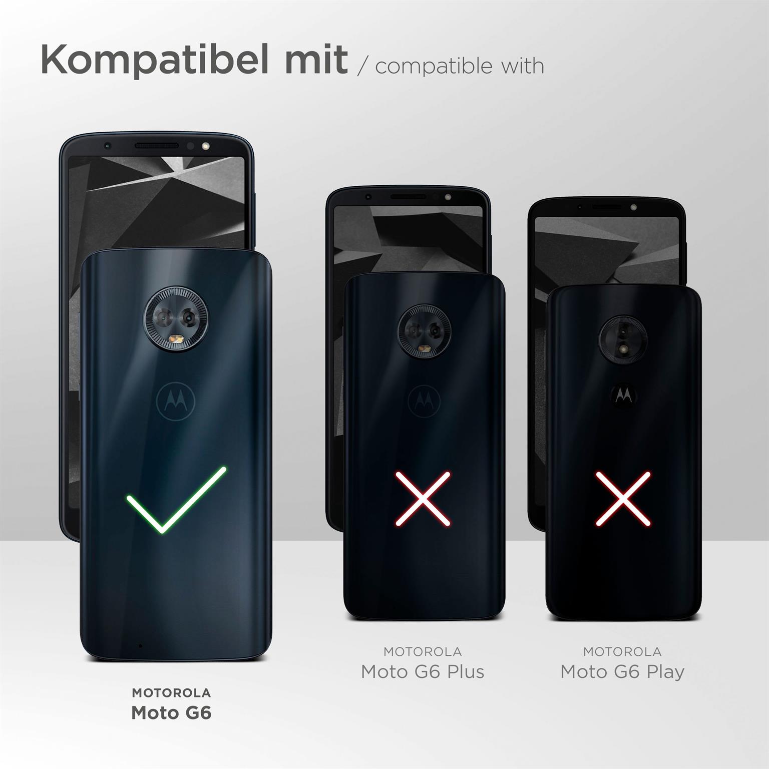 moex Book Case für Motorola Moto G6 – Klapphülle aus PU Leder mit Kartenfach, Komplett Schutz
