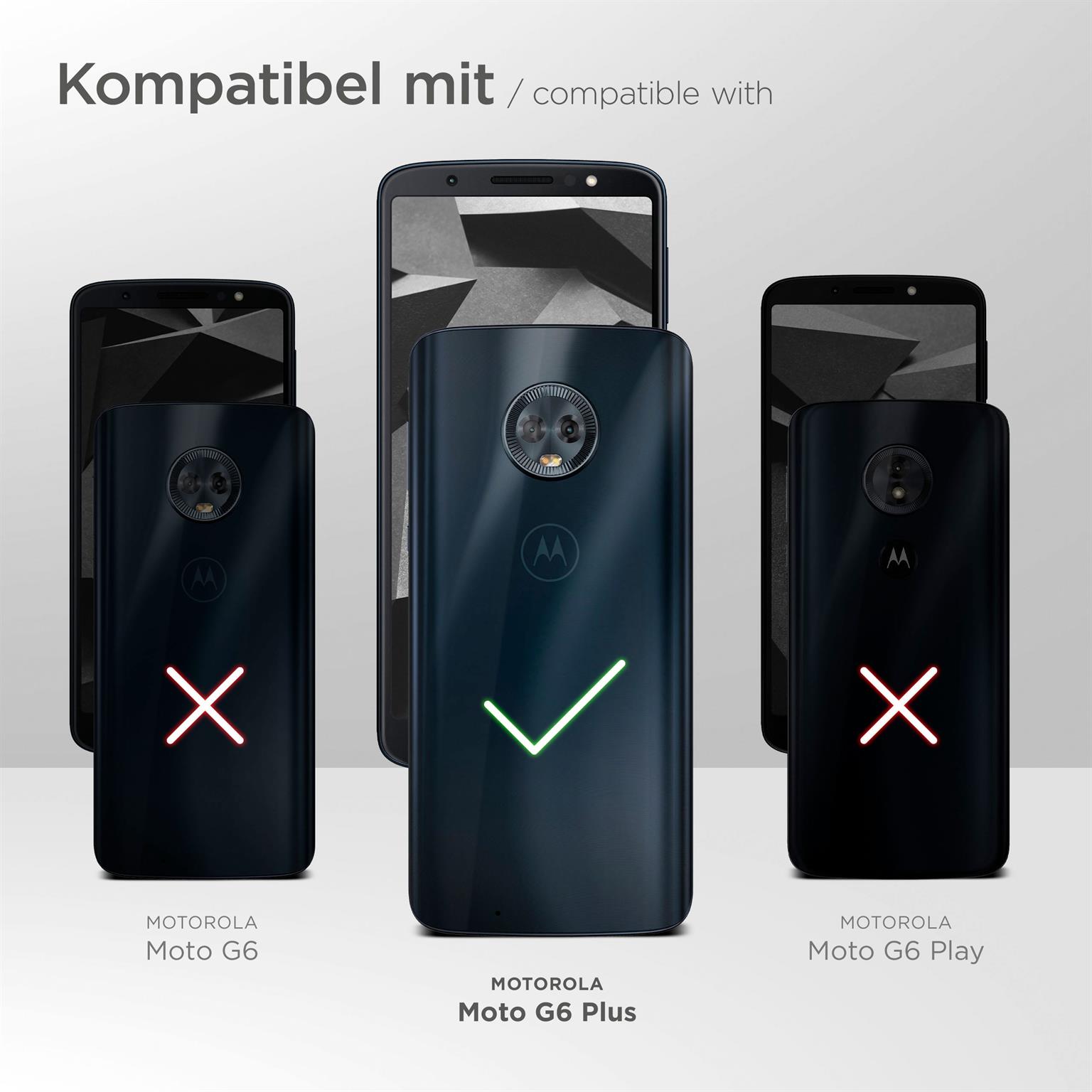 moex Book Case für Motorola Moto G6 Plus – Klapphülle aus PU Leder mit Kartenfach, Komplett Schutz