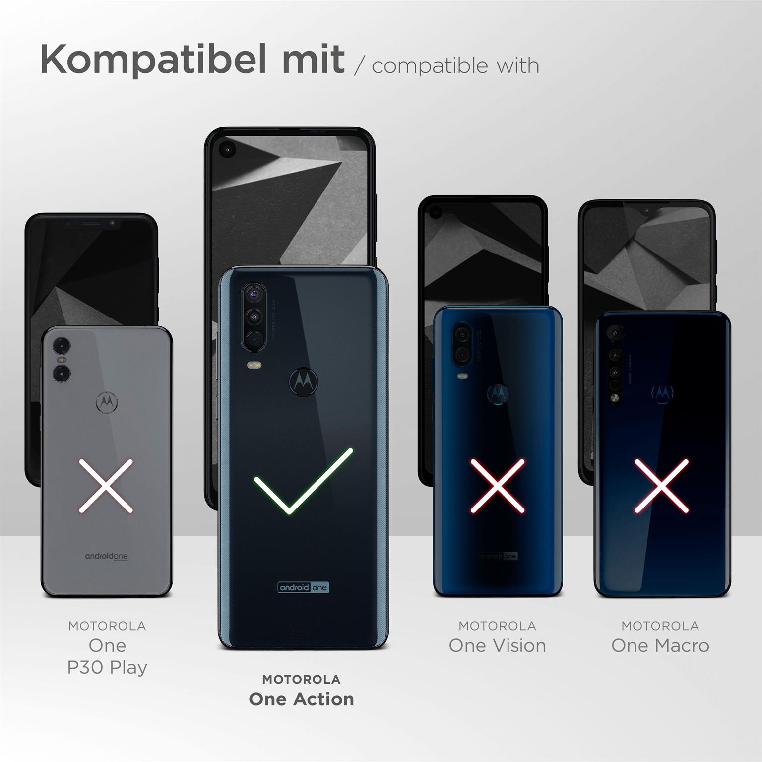 moex FlexProtect Klar für Motorola One Action – Schutzfolie für unsichtbaren Displayschutz, Ultra klar