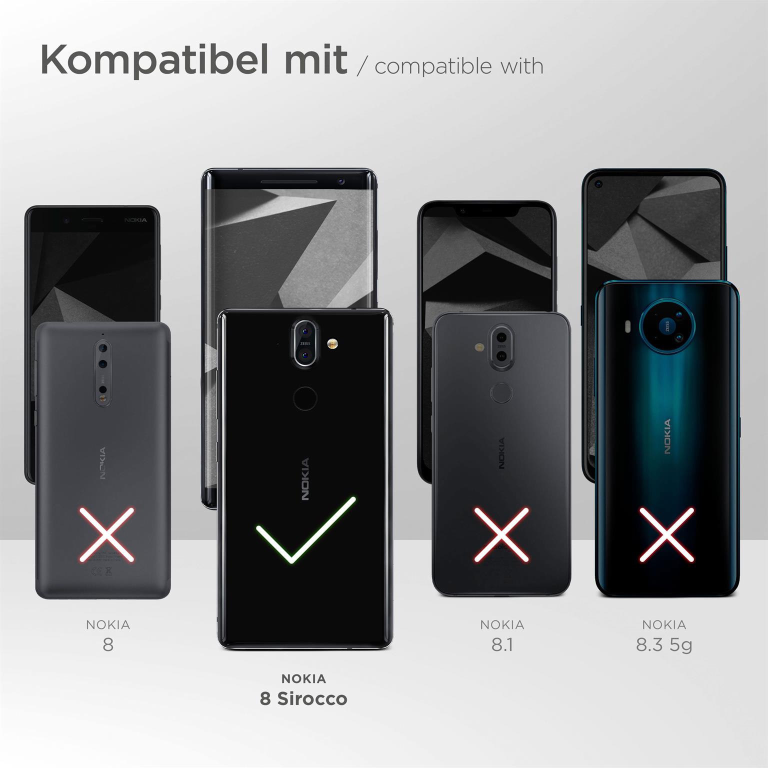 moex FlexProtect Klar für Nokia 8 Sirocco – Schutzfolie für unsichtbaren Displayschutz, Ultra klar
