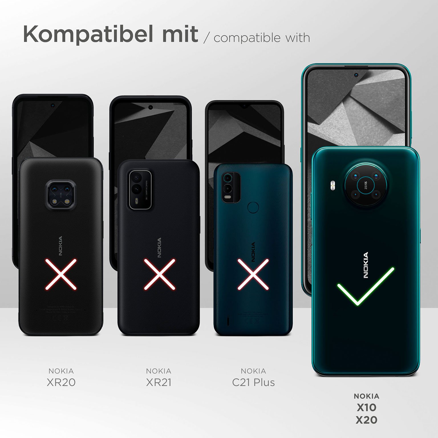 moex ShockProtect Klar für Nokia X10 – Panzerglas für kratzfesten Displayschutz, Ultra klar