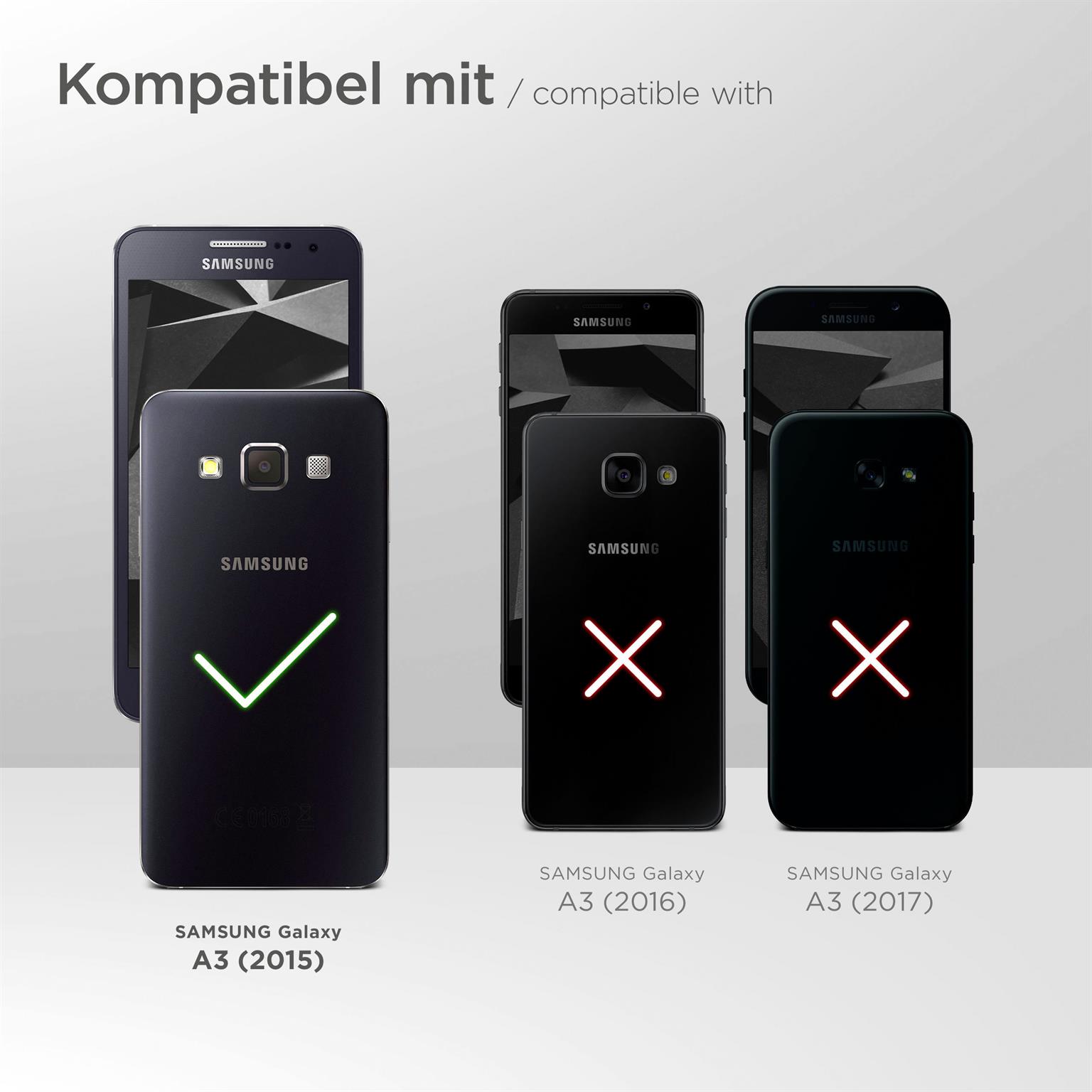 moex Purse Case für Samsung Galaxy A3 (2015) – Handytasche mit Geldbörses aus PU Leder, Geld- & Handyfach