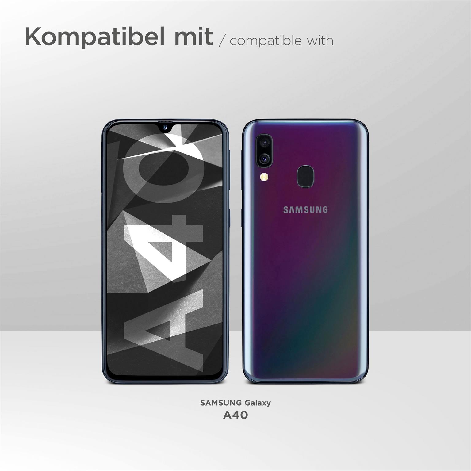 moex Book Case für Samsung Galaxy A40 – Klapphülle aus PU Leder mit Kartenfach, Komplett Schutz