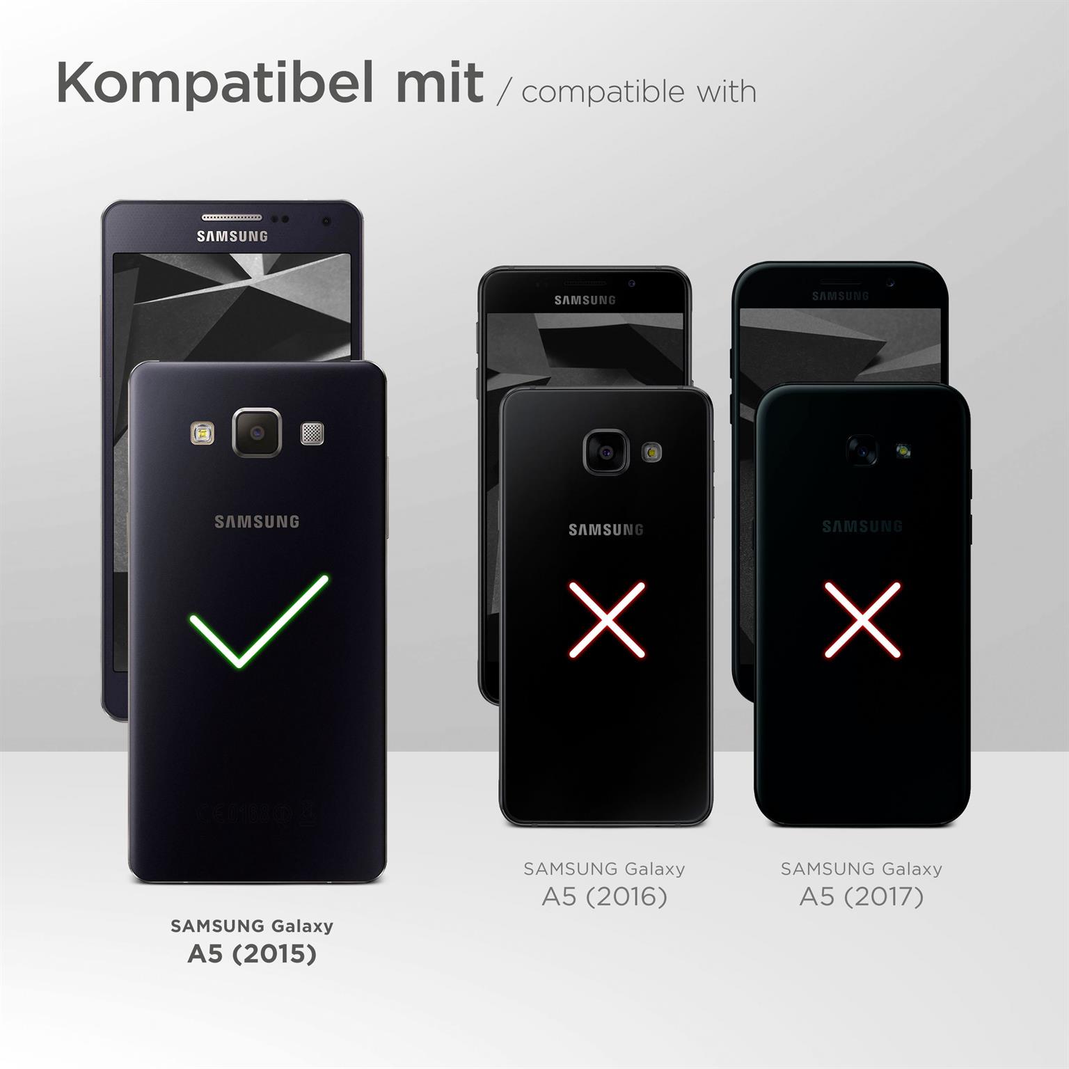 moex Book Case für Samsung Galaxy A5 (2015) – Klapphülle aus PU Leder mit Kartenfach, Komplett Schutz