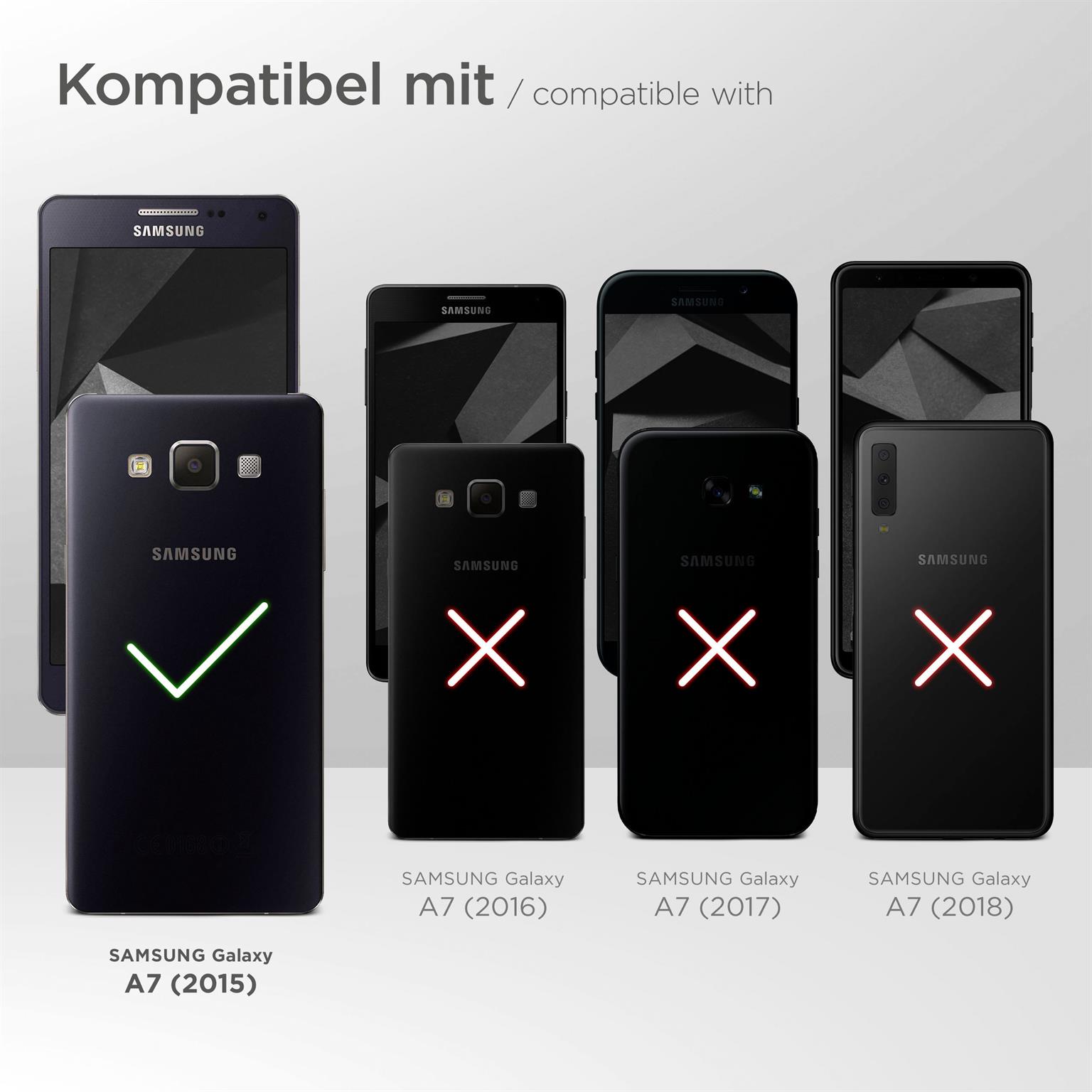 moex Unleash für Samsung Galaxy A7 (2015) – Handykette ohne Hülle, schnell abnehmbar mit Karabiner