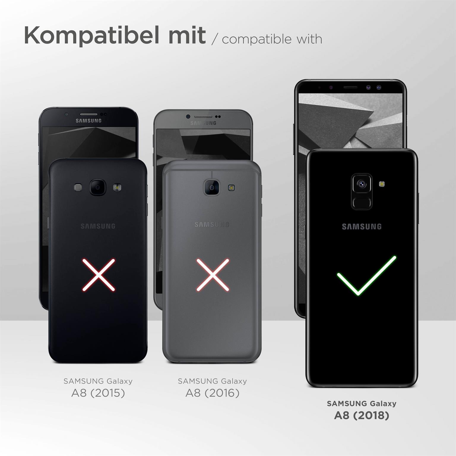 moex Flip Case für Samsung Galaxy A8 (2018) – PU Lederhülle mit 360 Grad Schutz, klappbar