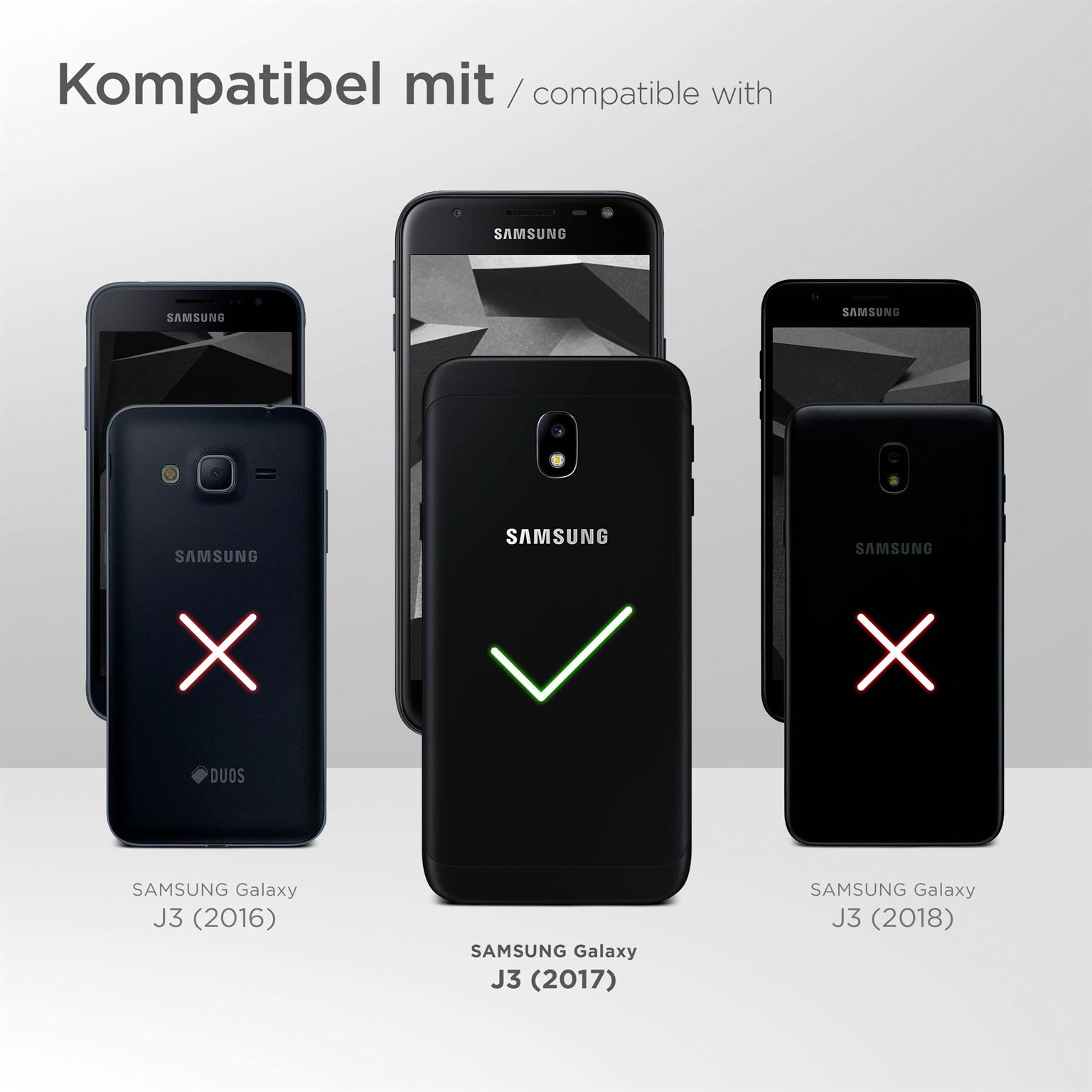 moex Flip Case für Samsung Galaxy J3 (2017) – PU Lederhülle mit 360 Grad Schutz, klappbar