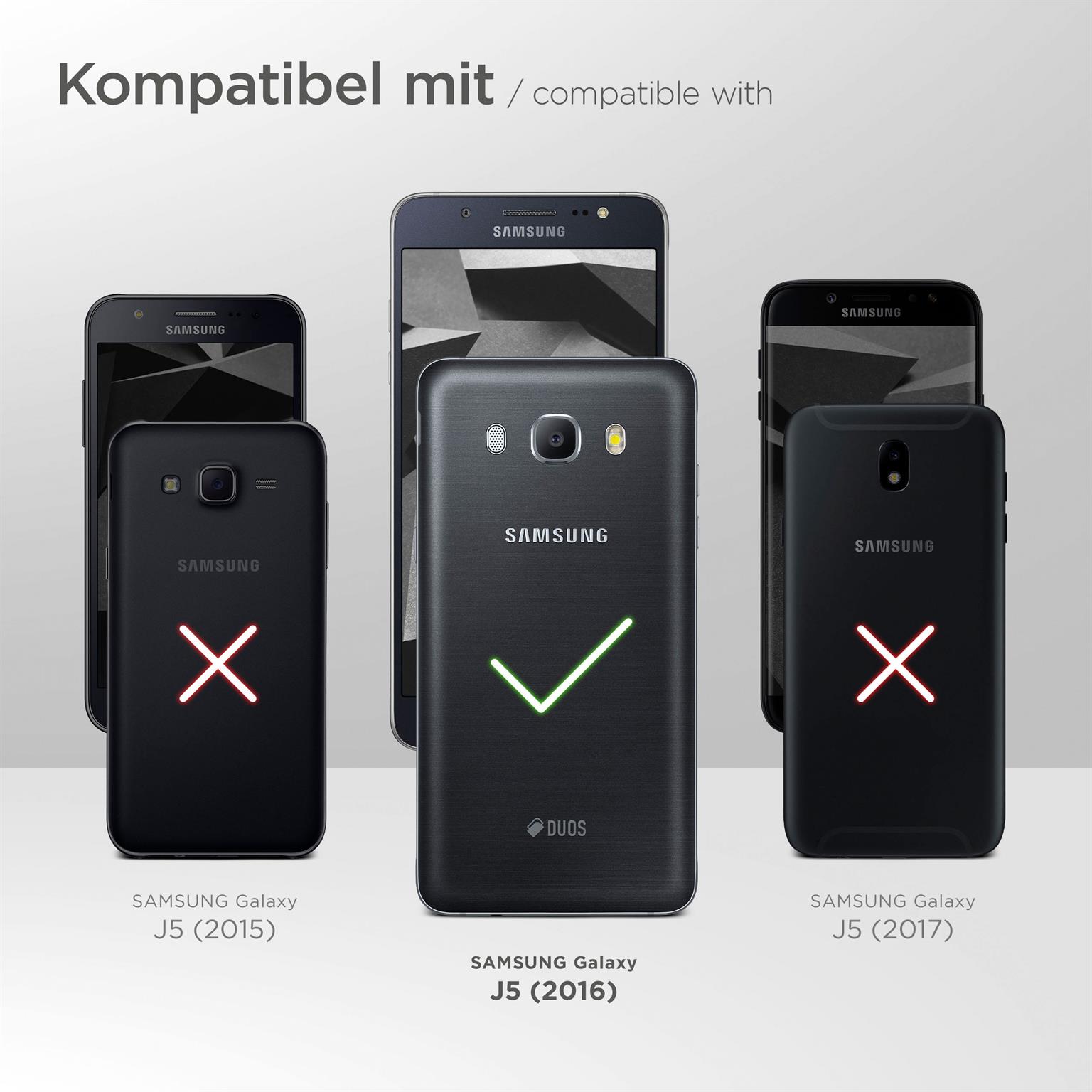 moex Flip Case für Samsung Galaxy J5 (2016) – PU Lederhülle mit 360 Grad Schutz, klappbar