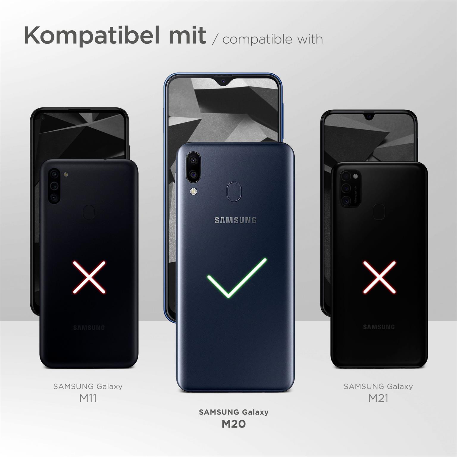 moex Comfort Case für Samsung Galaxy M20 – Klapphülle mit Fenster, ultra dünnes Flip Case