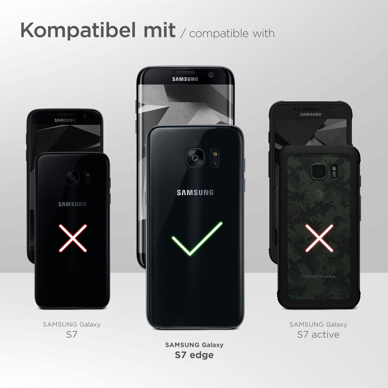 moex Focus Case für Samsung Galaxy S7 Edge – Klapphülle mit Sichtfenster – Handytasche mit Rundumschutz