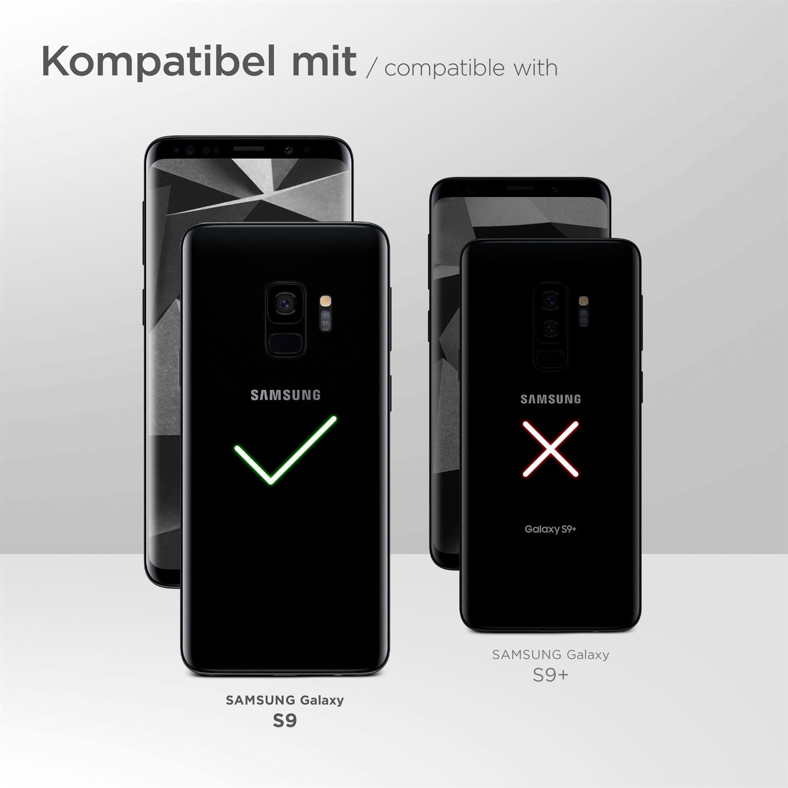 moex Book Case für Samsung Galaxy S9 – Klapphülle aus PU Leder mit Kartenfach, Komplett Schutz