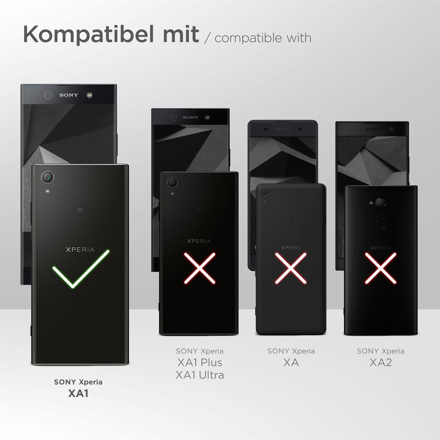 moex Book Case für Sony Xperia XA1 – Klapphülle aus PU Leder mit Kartenfach, Komplett Schutz