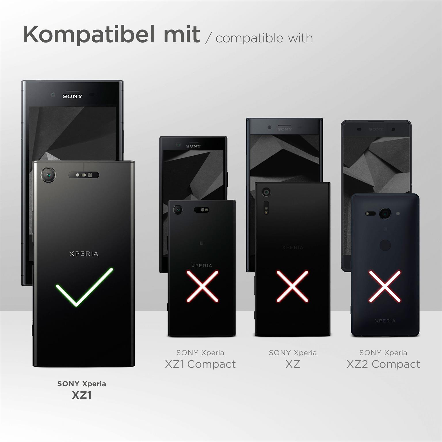 moex Book Case für Sony Xperia XZ1 – Klapphülle aus PU Leder mit Kartenfach, Komplett Schutz