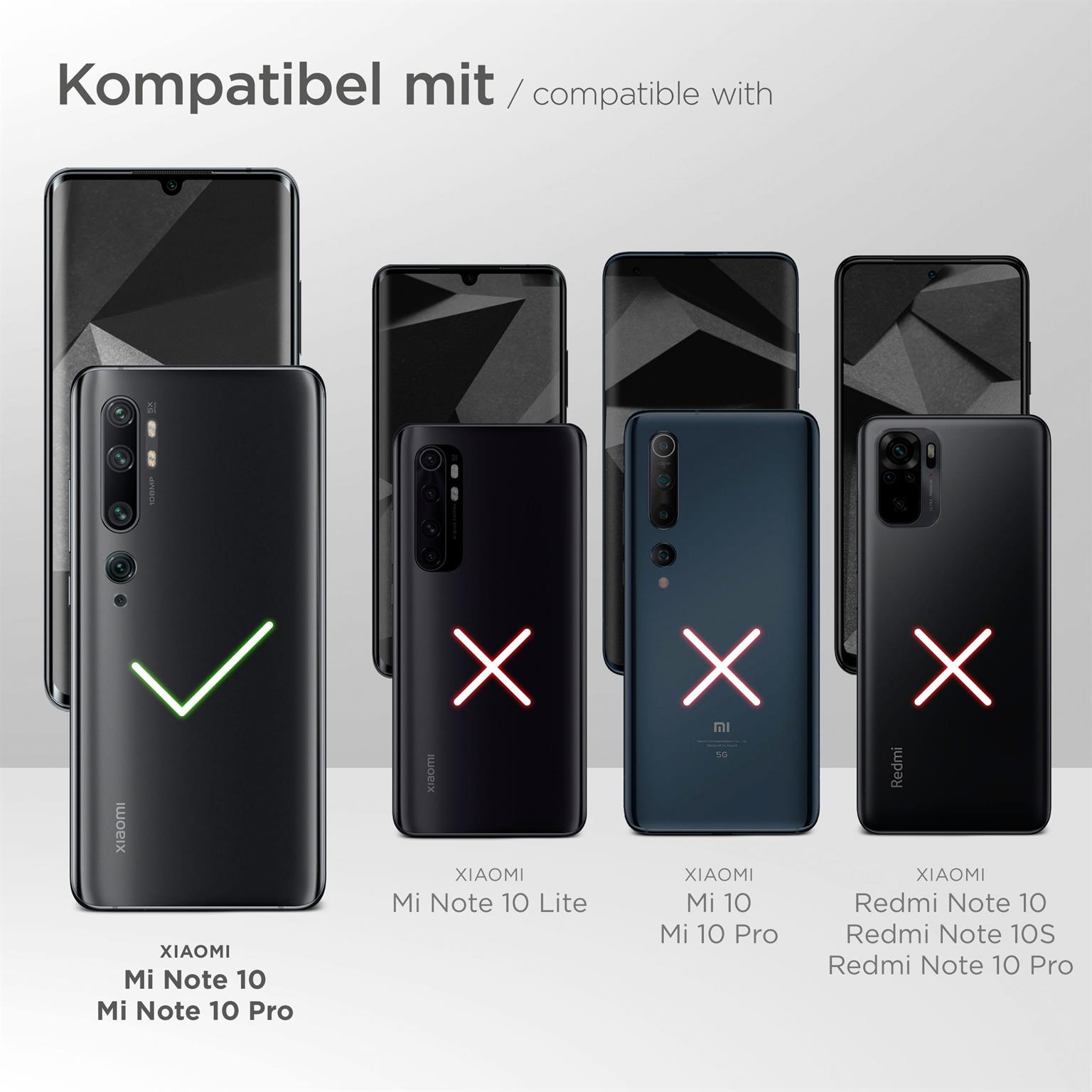 ONEFLOW Twist Case für Xiaomi Mi Note 10 – Transparente Hülle mit Band aus PU Leder, abnehmbar