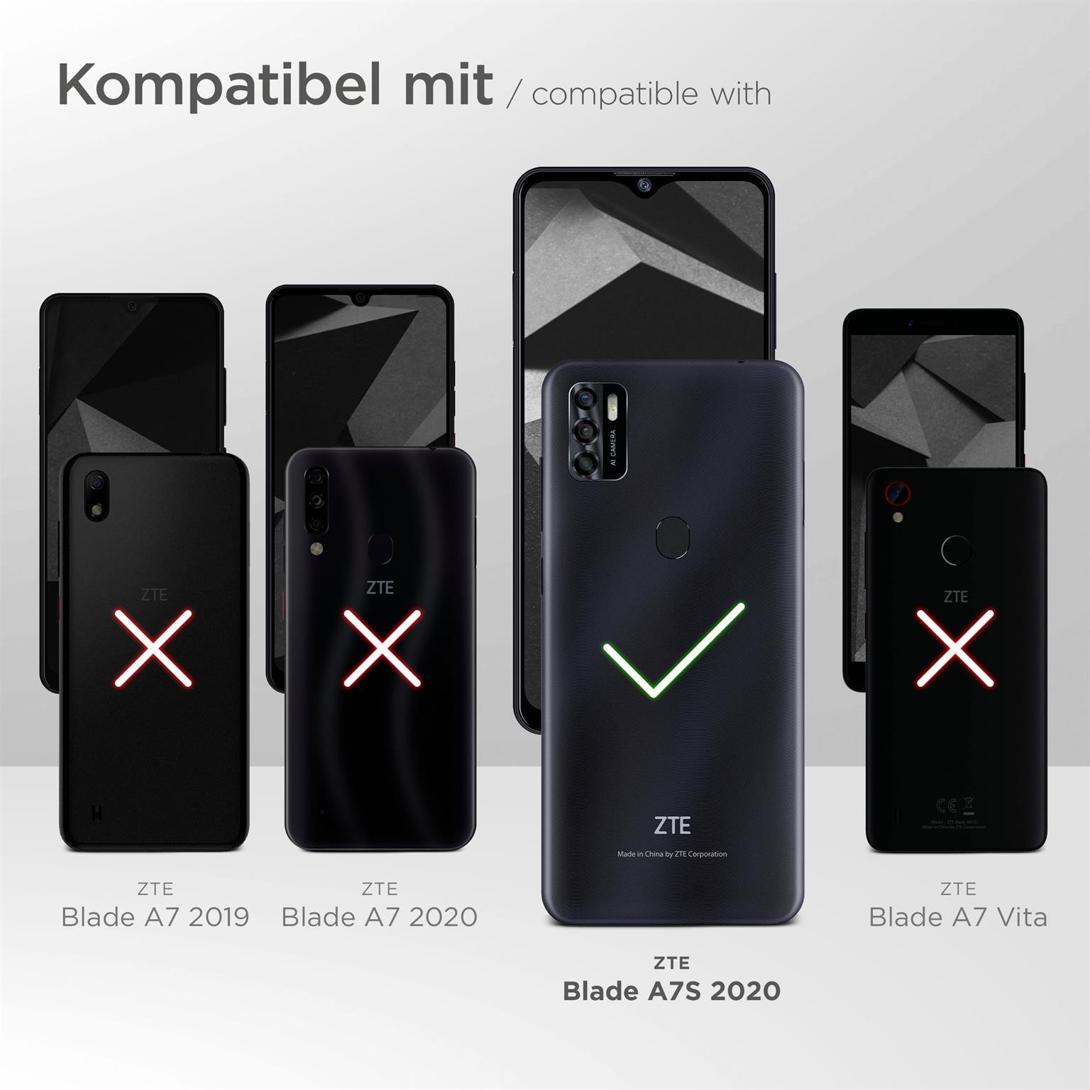 moex Purse Case für ZTE Blade A7s 2020 – Handytasche mit Geldbörses aus PU Leder, Geld- & Handyfach