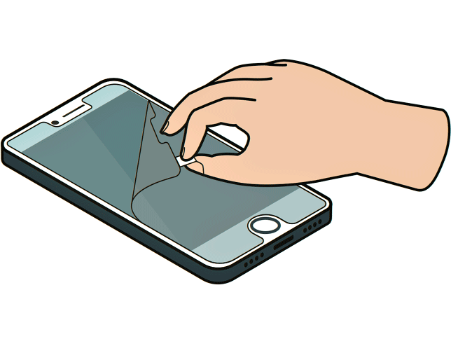 Die andere Trägerfolie wird von der Schutzfolie abgezogen