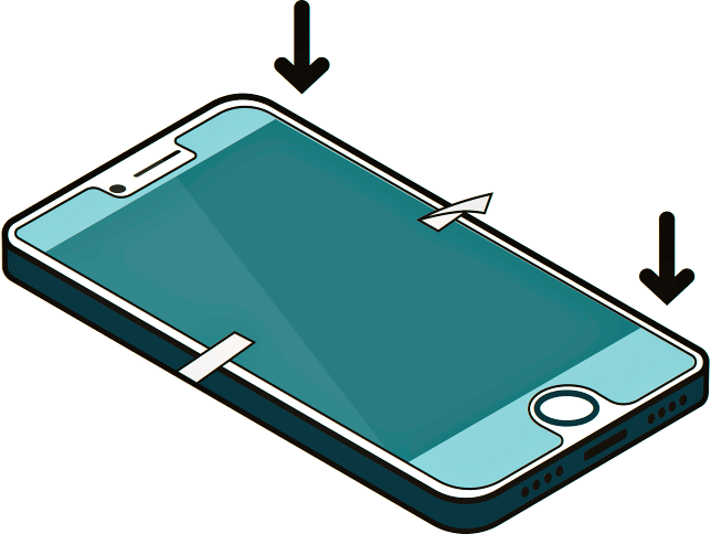 Das Schutzglas liegt auf dem Handydisplay