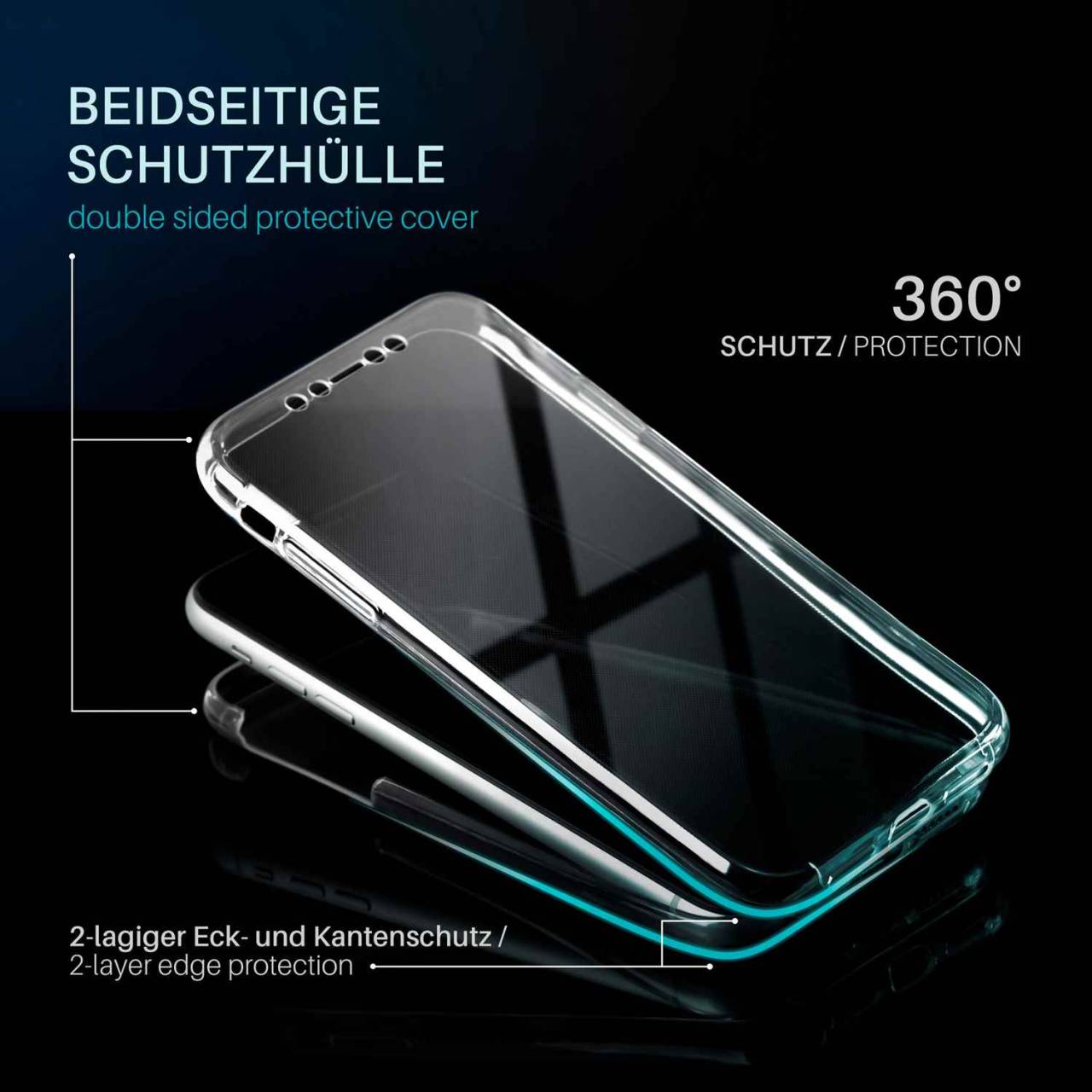 moex Double Case für Samsung Galaxy S20 Ultra 5G – 360 Grad Hülle aus Silikon, Rundumschutz beidseitig