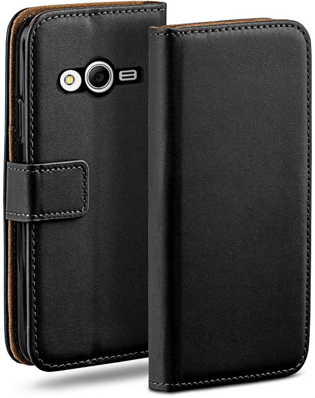 moex Book Case für Samsung Galaxy Core 2 – Klapphülle aus PU Leder mit Kartenfach, Komplett Schutz