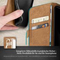 moex Book Case für HTC One M8 – Klapphülle aus PU Leder mit Kartenfach, Komplett Schutz